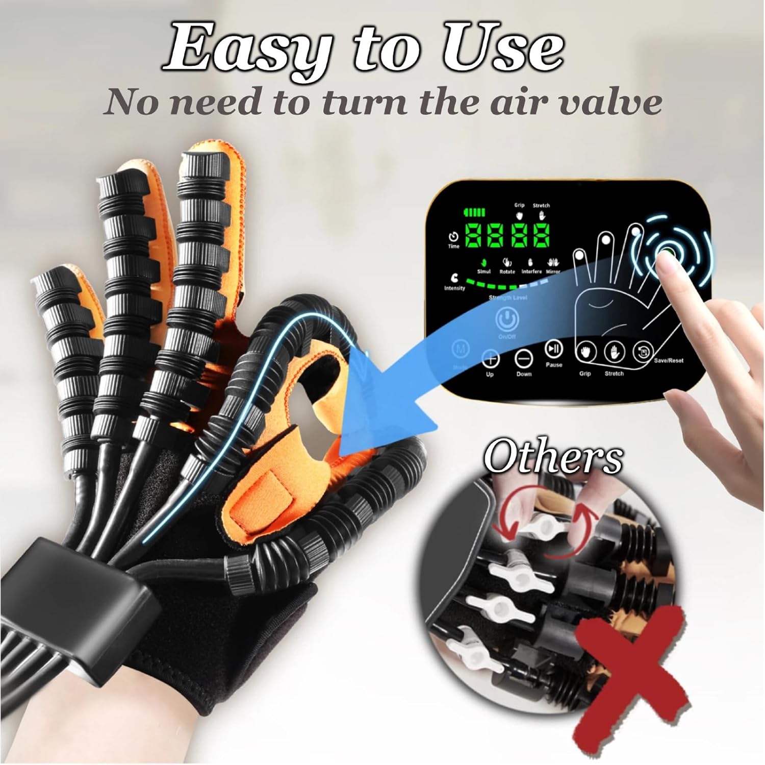 Upgraded Rehabilitation Robot Glove,Finger Rehab Robotic Glove Strokes Therapy Equipment for Hand Hemiplegia Stroke Recovery,4 Modes,2600mah Rechargeable (Left-Hand-M)