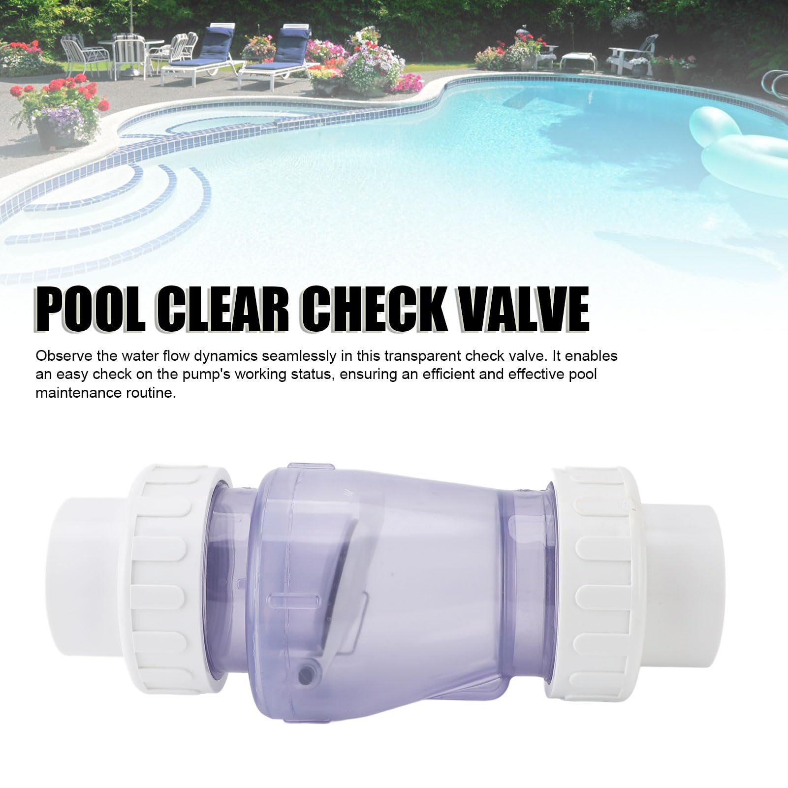 Válvula de retención Transparente de 2 Pulgadas, Accesorios de Piscina Transparentes, reemplazo para Evitar el reflujo para Piscinas, spas, Bombas de Agua, plástico PVC, 1050g,