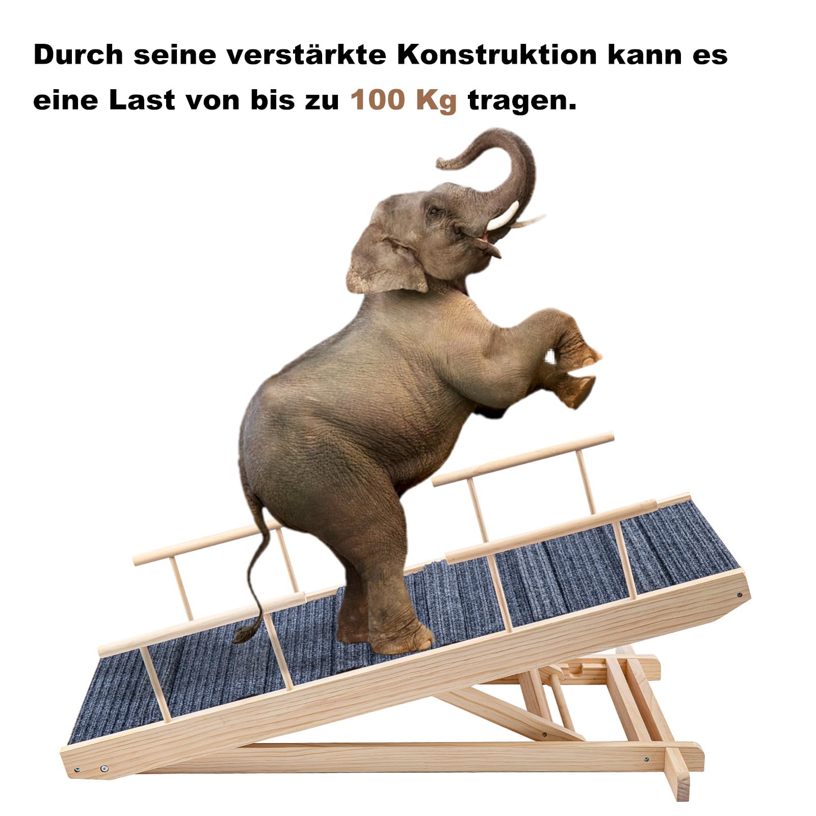 Hunderampe Klappbare Hunderampe aus Holz HöHenverstellbar 30-60cm rutschfeste Haustiertreppe Für Hunde Und Katzen Hunderampe Klappbar HöHenverstellbare Haustiertreppe rutschfeste Rampe