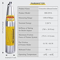 Vista 8 de HD-225A - Probador profesional de martillo de rebote de hormigón, herramienta de medidor de prueba de resiliómetro portátil con rango de 10-60