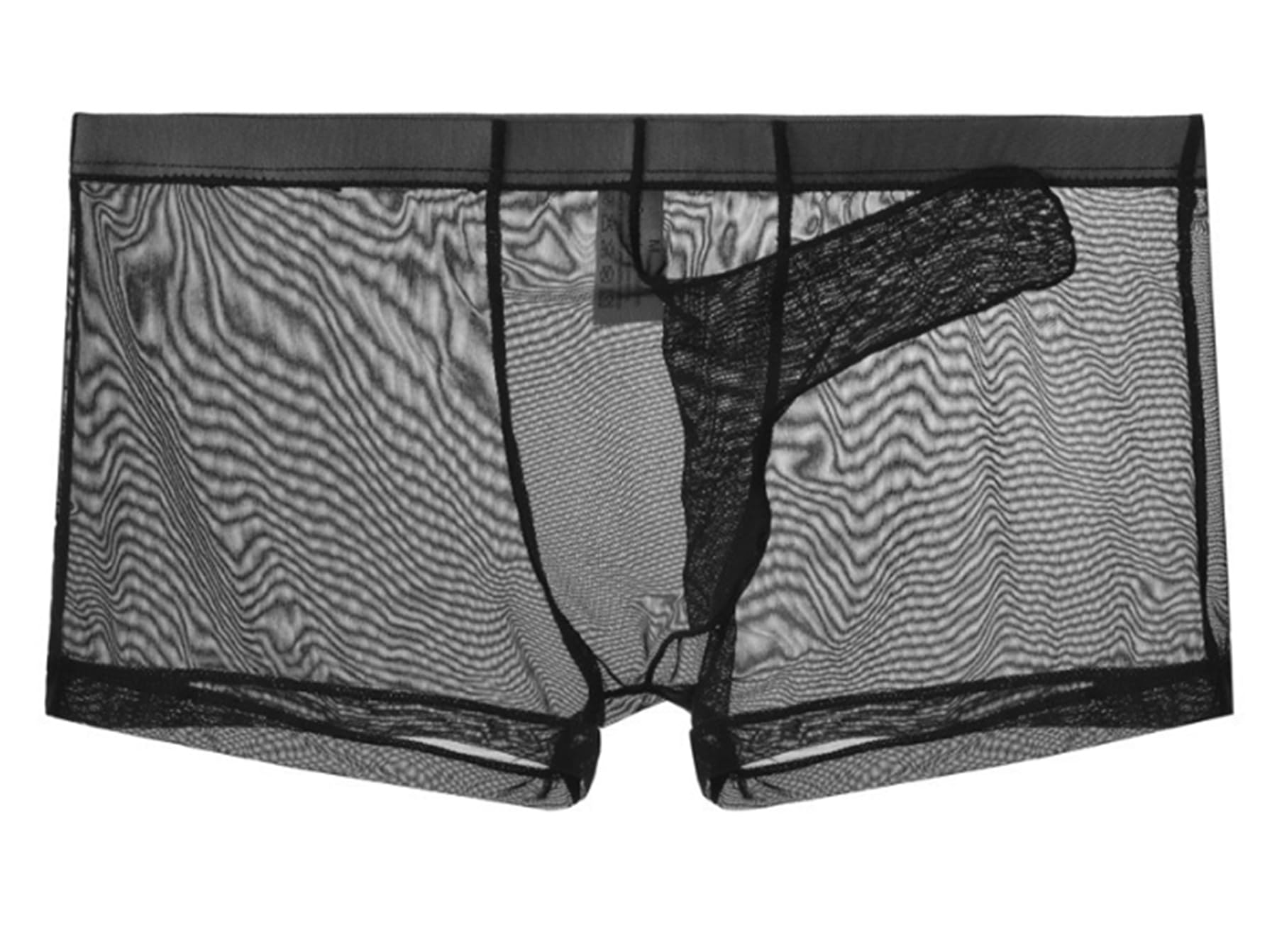 Lclvld Men's Black Shorts Sexy Boxer Briefs Transparent Underwears Gauze Breathable Sexy Elephant Trunk Shorts