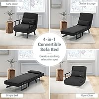 Vista 6 de KOMFOTT Sofá cama convertible 4 en 1 plegable con respaldo ajustable de 6 posiciones, tumbona tapizada con almohada extraíble, sofá reclinable