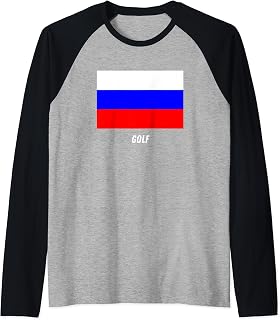 Patriotic Support Golf Russia Team Sport Russian Flag Raglan Baseball Tee