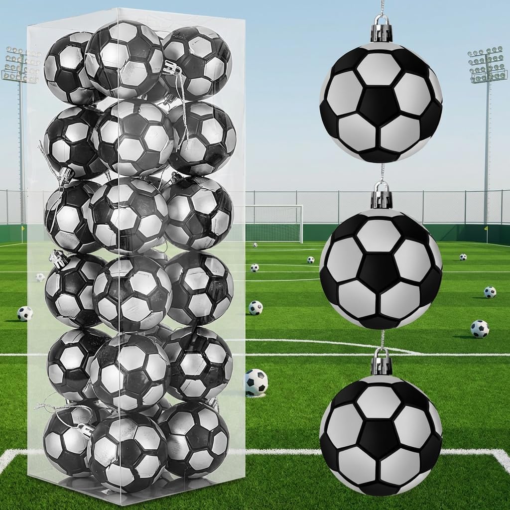 FASHLITS 24 Pack 2.36 Inch Mini Soccer Ball Ornaments
