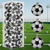 Pacote com 24 minibolas de futebol da Copa do Mundo de 6 cm - Presentes de bolas de futebol inquebráveis para decoração de árvore de Natal, artigos de festa temáticos da Copa do Mundo