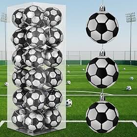 Pacote com 24 minibolas de futebol da Copa do Mundo de 6 cm - Presentes de bolas de futebol inquebráveis para decoração de árvore de Natal, artigos de festa temáticos da Copa do Mundo