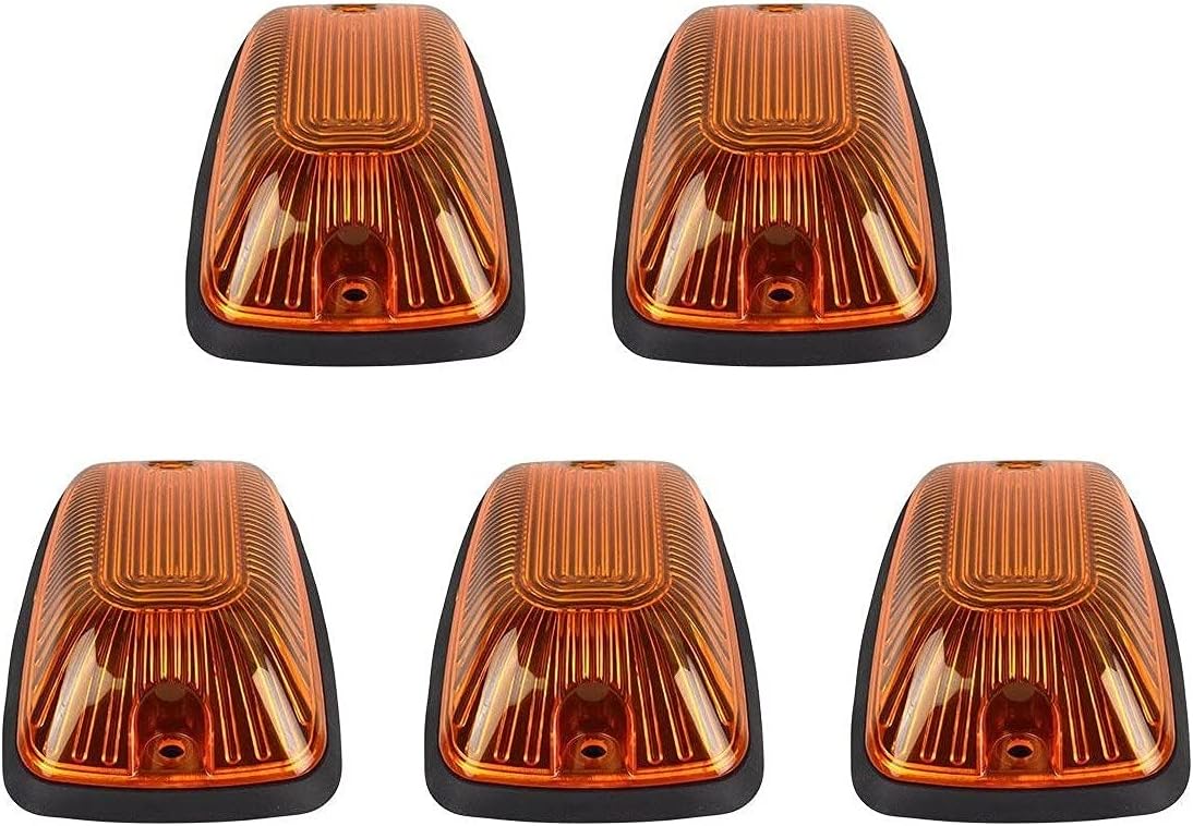 5 X Cab Marker Light, Cab Roof Running Lights, Top Clearance Light w/T10 Plug Compatible with 1988-2002 Chevy/GMC C1500 C2500 C3500 K1500 K2500 K3500 Pickup Trucks (without Bulbs) (Amber Housing)