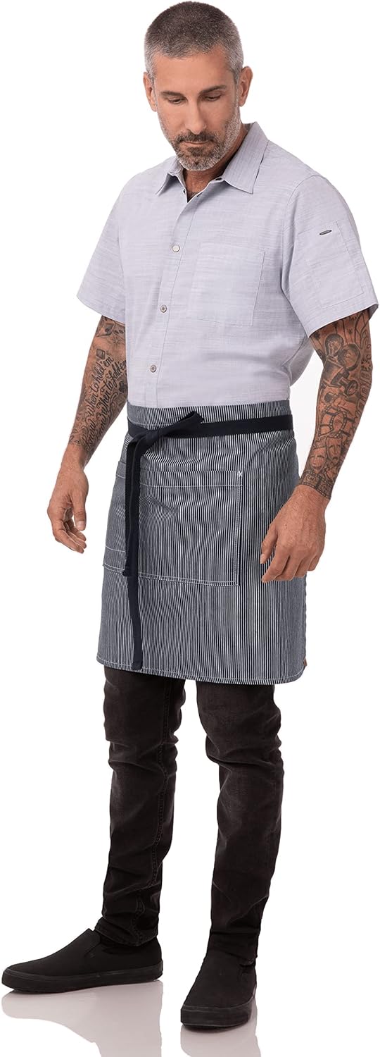 Chef Works Unisex Portland Half Bistro Apron, Indigo Blue, One Size