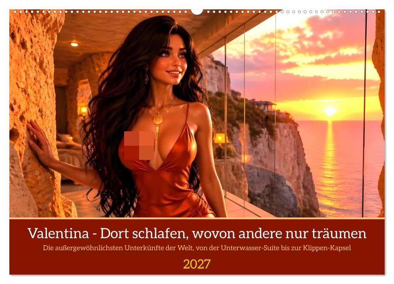 CALVENDO · Valentina - Dort schlafen, wovon (Kalender 2027) | DIN A2 Querformat · Wandkalender · außergewöhnlichsten Unterkünfte der Welt, von der Unterwasser-Suite bis zur Klippen-Kapsel