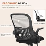 Sweetcrispy Office Computer Desk Chair, Ergonomic Mid-Back Mesh Rolling Work Swivel Task Chairs with Wheels, Comfortable Lumbar Support, Comfy Flip-up Arms for Home, Bedroom, Black