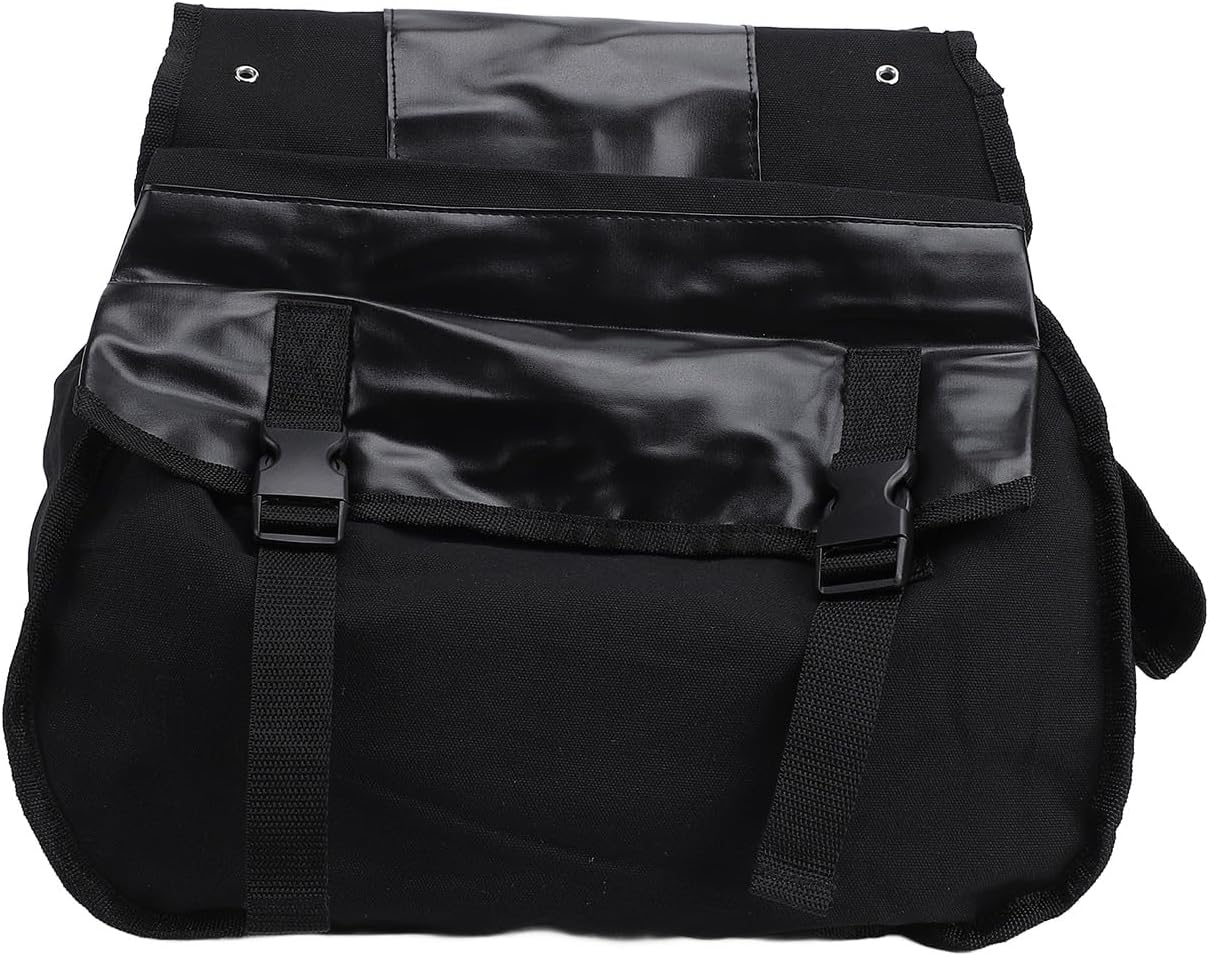 Large Capacity Foldable Bike Saddle Bag Wear Bike Rear Rack Bag Canvas Storage Bag for Traveling and Commuting (Black)