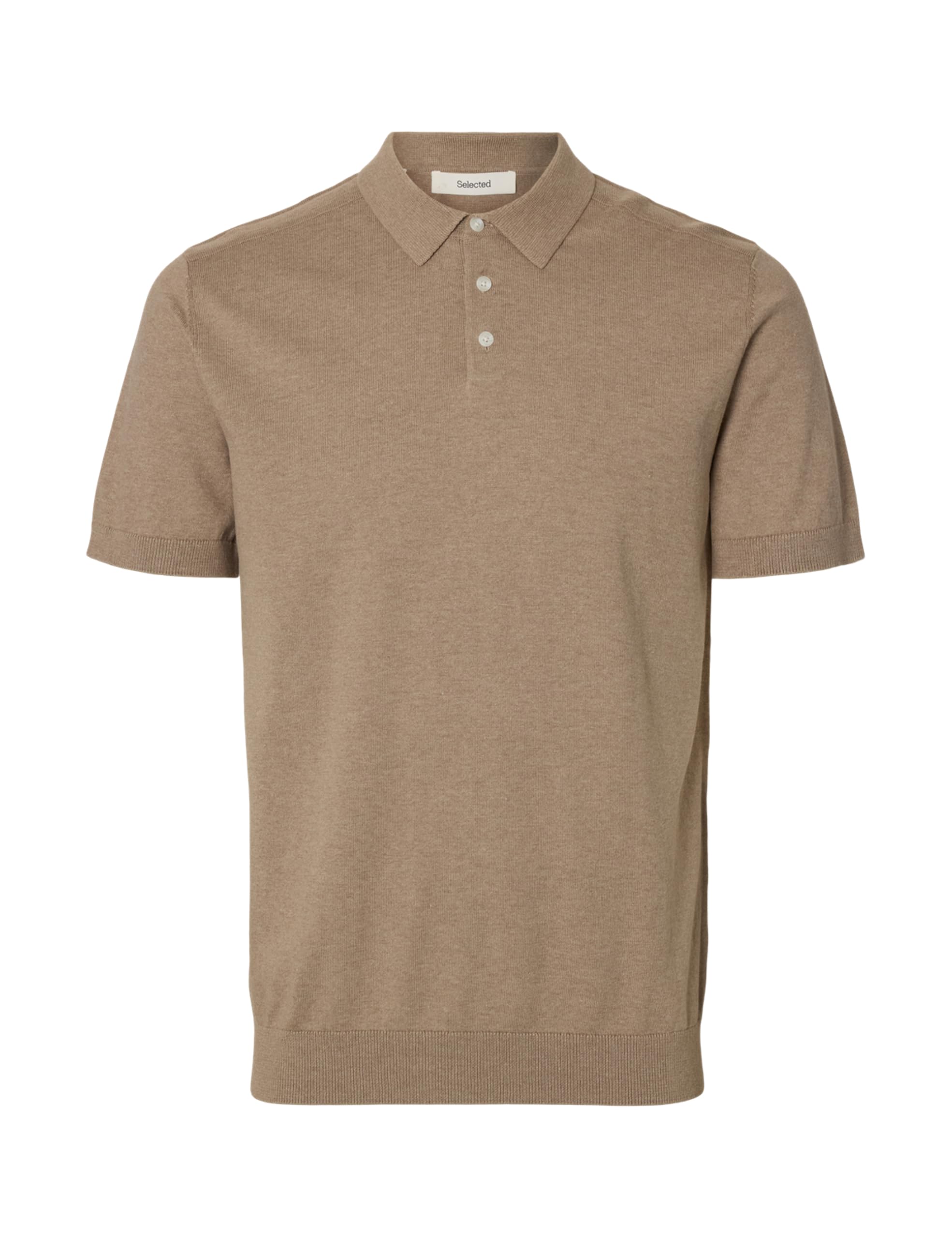 SELECTED MEN Slhberg SS Knit Polo Noos, Savannah Tan, M