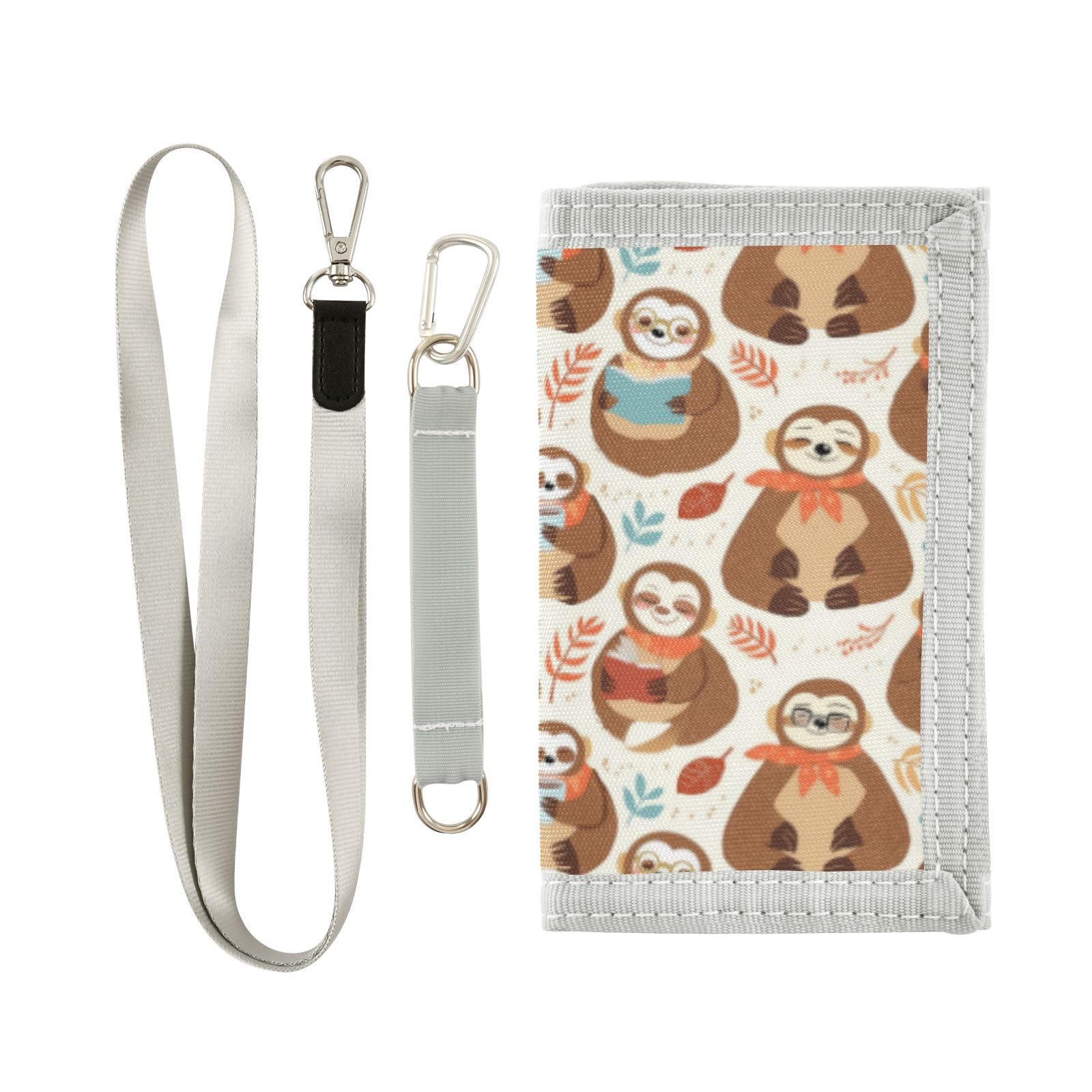 Wusikd Cartoon Sloth Kids Wallet for Boys Girls Coffee Toddler Trifold Wallet Novelty Wallet for Teens Women Men