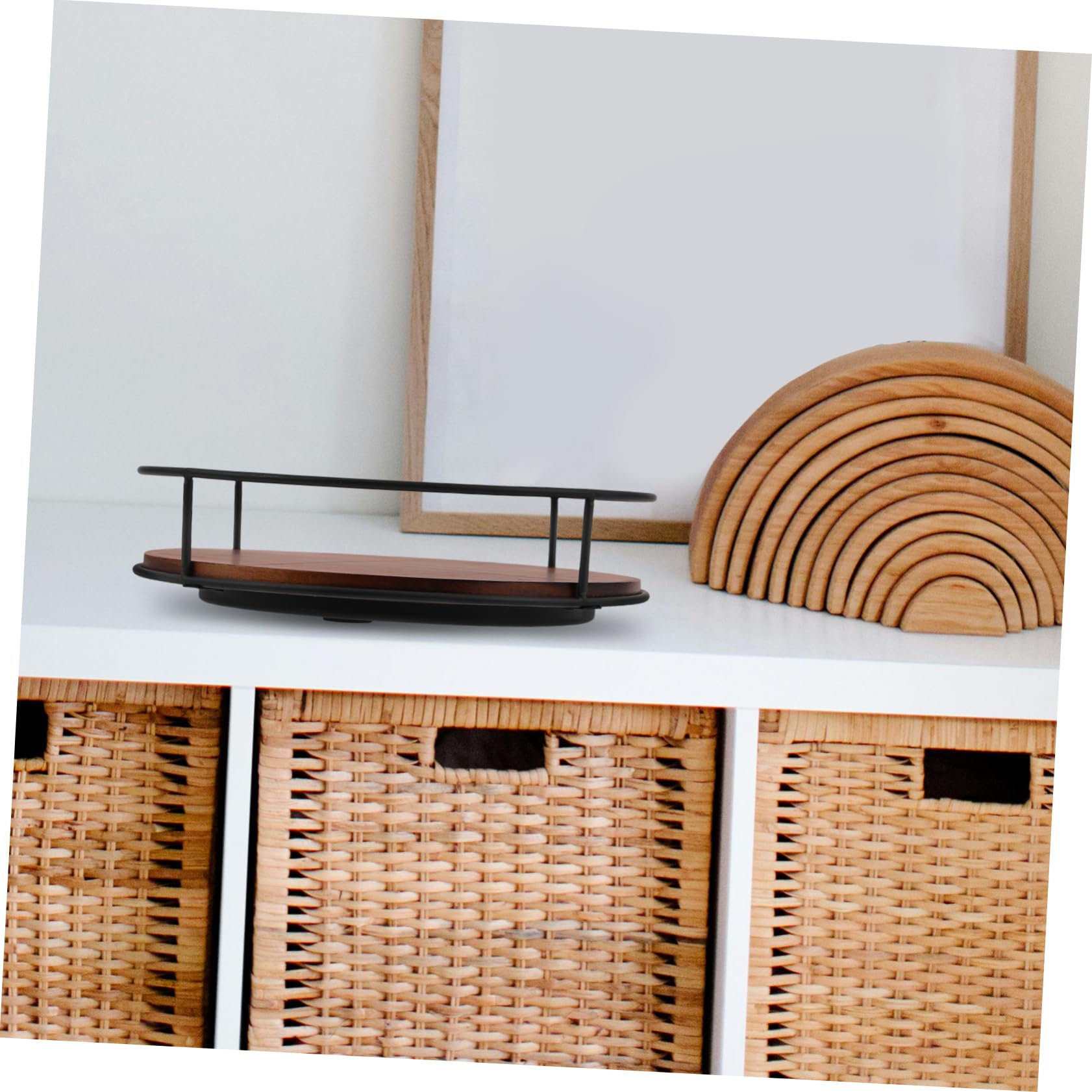 SECFOU Organizador Giratorio Movimiento Suave de Madera Natural Redondo y Diseño Compacto para Cocina Adecuado para Especias y Almacenamiento en Mesa o Encimera