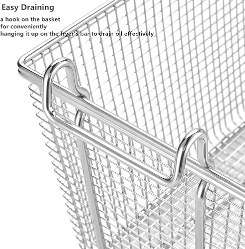 Miniatura 7 de HeyJiaYu 2pcs Deep Fryer Baskets with Hanging Loop 4.4 Lbs Capacity Metal Fryer Baskets 13" x 6 516" x 5 78" Commercial Restaurant Roadside Stall Use