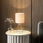 Lampe de table en métal vintage, lampe de bureau moderne géométrique avec TC Tissu Shade, Ferme Écaillé Base Petit Table de Nuit Lampe pour Chambre Salon France Or
