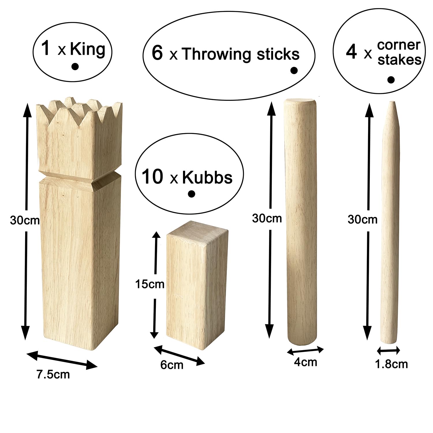 Kubb Spiel-Wurfspiel- Wikinger Spiel-Premium Kautschukholz Hinterhof-Wurfspielzeug mit Tragetasche