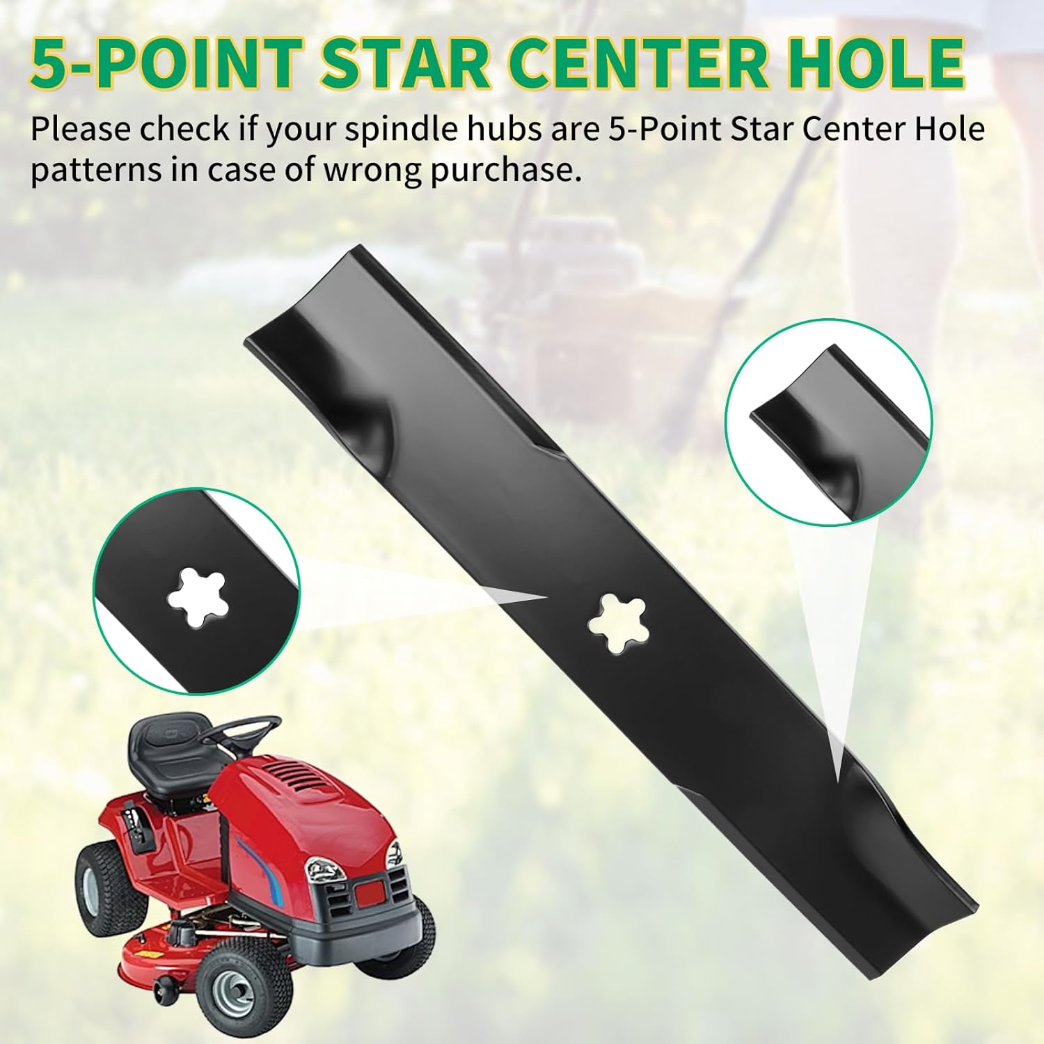 539112078 High Lift Mower Blade, Compatible with 42" Deck Lawn Mower Hu sqvarna YTH2242 RZ4222 EZ4220, Replace 539-112078 577146101, 573953001, 95-084, 595-088，3 Pack