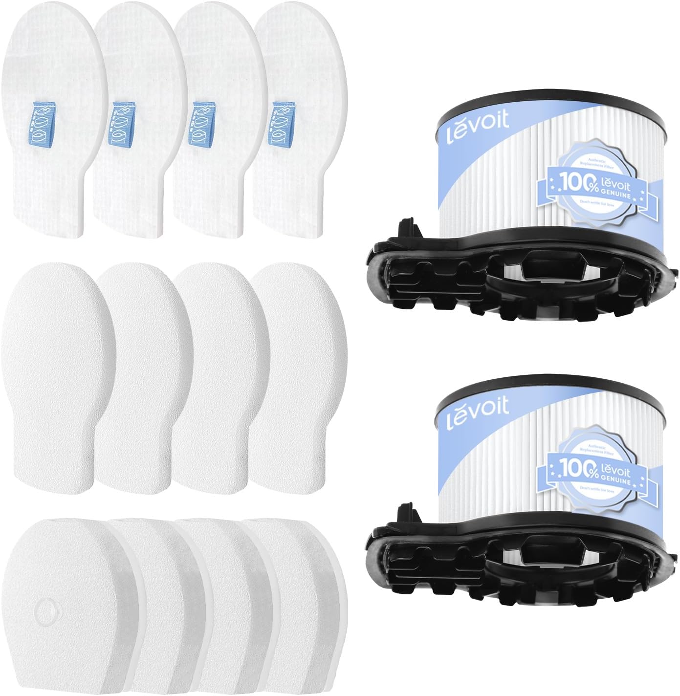 LEVOIT LVAC-200 Vacuum Cleaner Replacement Filter, 4 Pre-Motor Filters 2 Post-Motor Filters, White