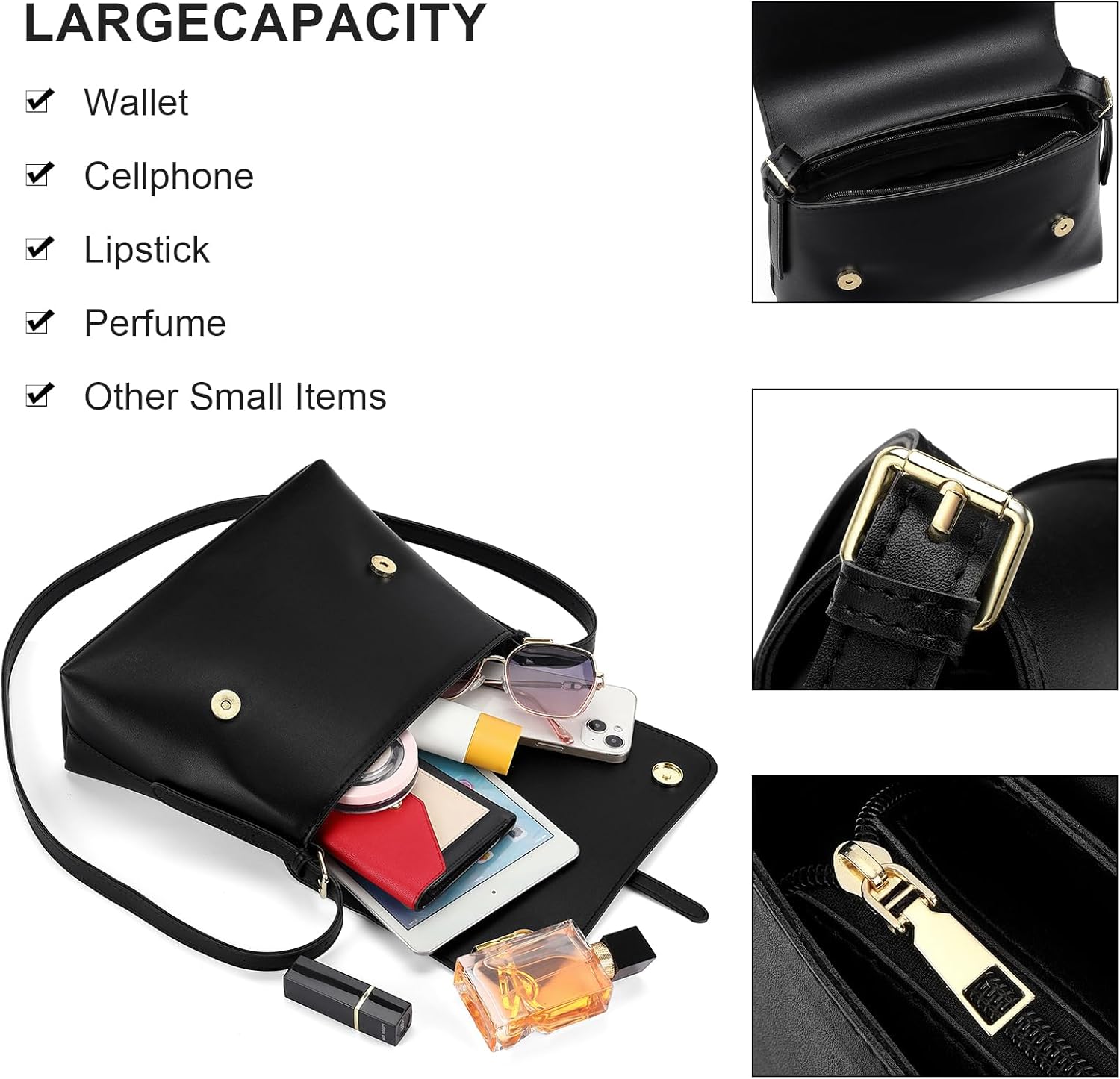 SENDEFN Classic Shoulder Bag for Women Retro Satchel Crossbody Handbags with Zipper Closure Shoulder Purse Vintage - Image 3