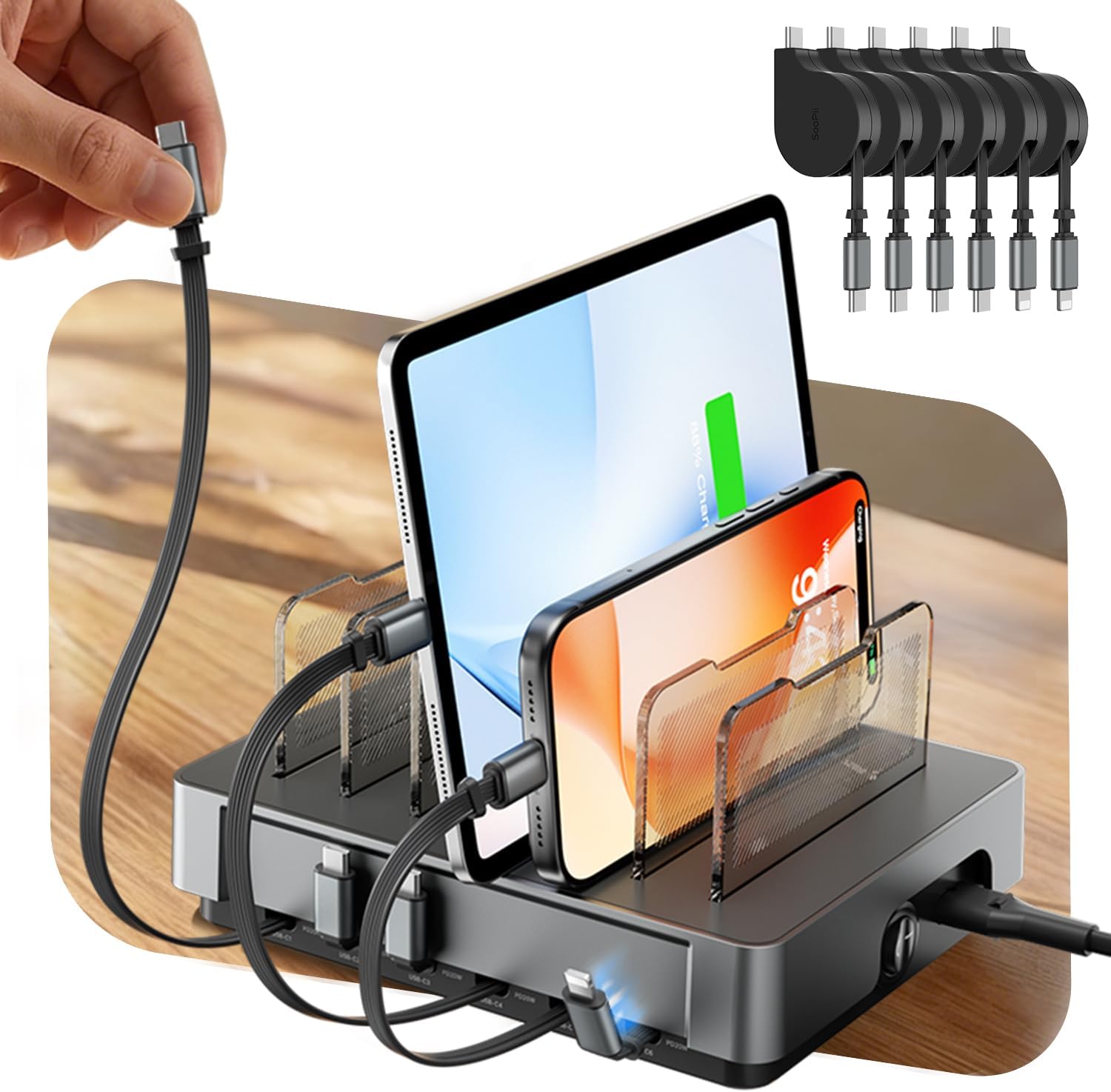 SooPii HomeHub H1 Pro 120W Ladestation für mehrere Geräte, Grau