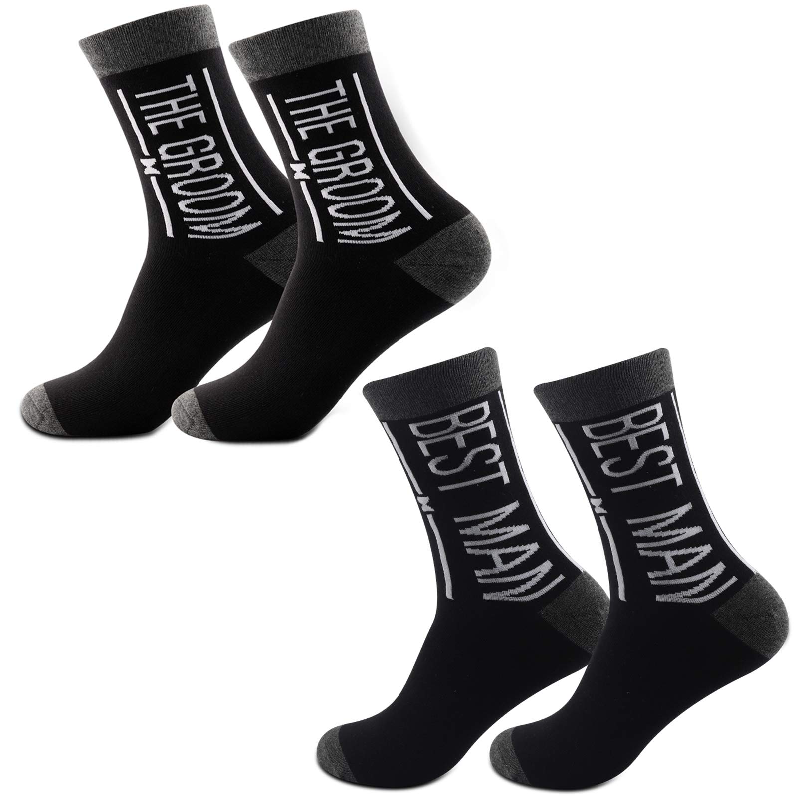 Groom Socks Best Man Socks Groomsmen Socks Men Wedding Day Socks Groomsmen Proposal Gifts Bachelor Party Gifts(1pair Groom+1pair Best Man)