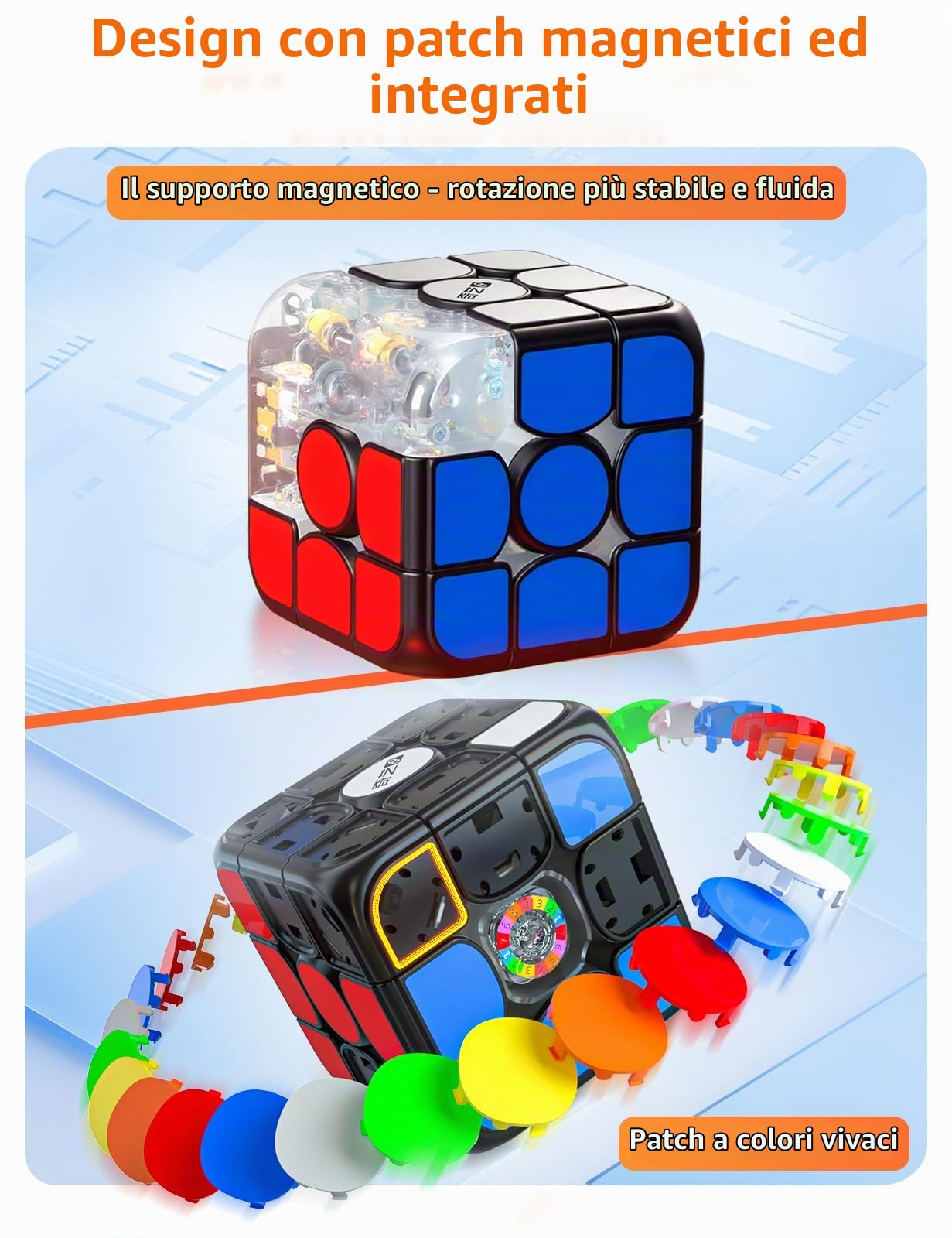 ROXENDA Smart Cube - Edizione Artistica, Cubo 3x3 Magnetico, Connessione Bluetooth, Stickerless, Sistema Magnetico Regolabile, Compatibile con App Tracciamento e Cronometro Smart Player