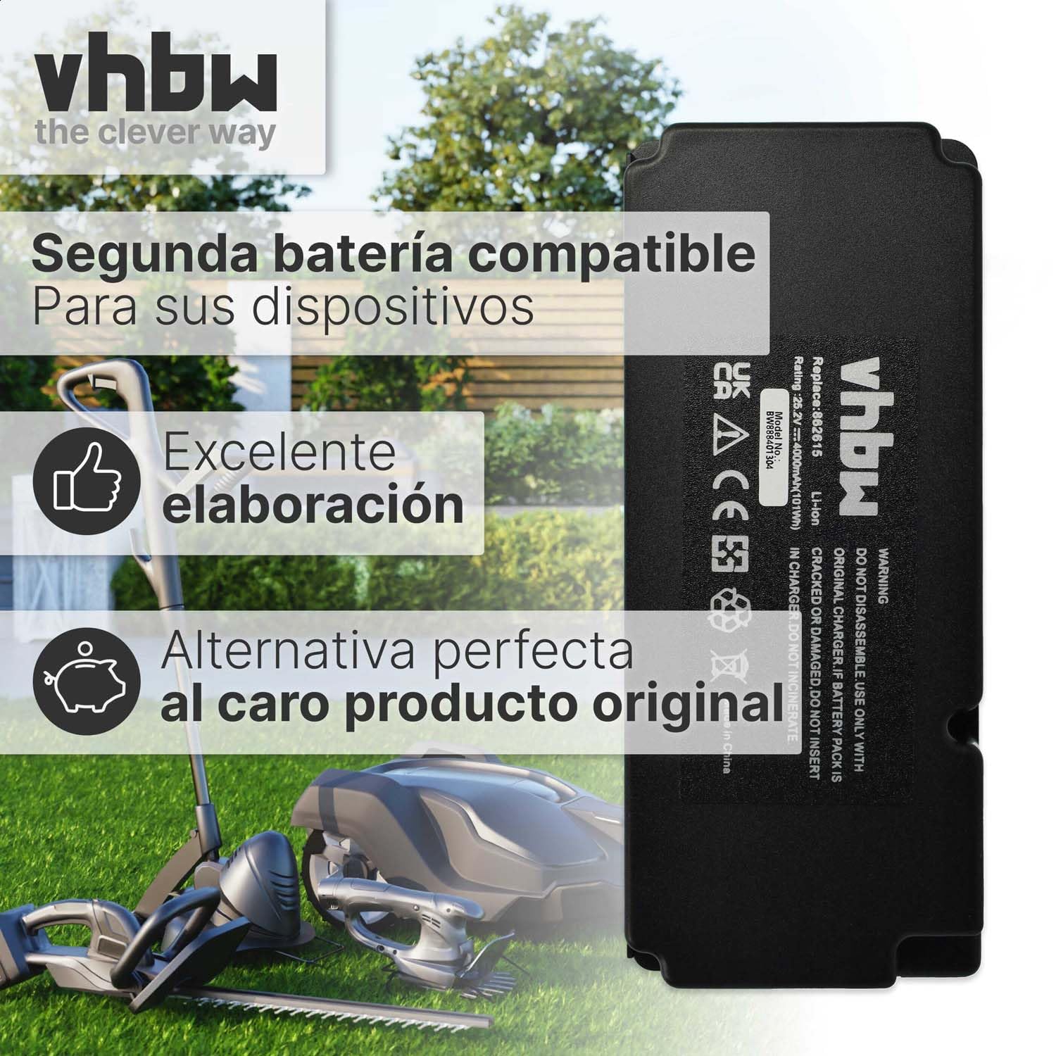vhbw Batería Compatible con Biltema RM1000 Robot cortacésped cortacésped 4000mAh 25,2V Li-Ion
