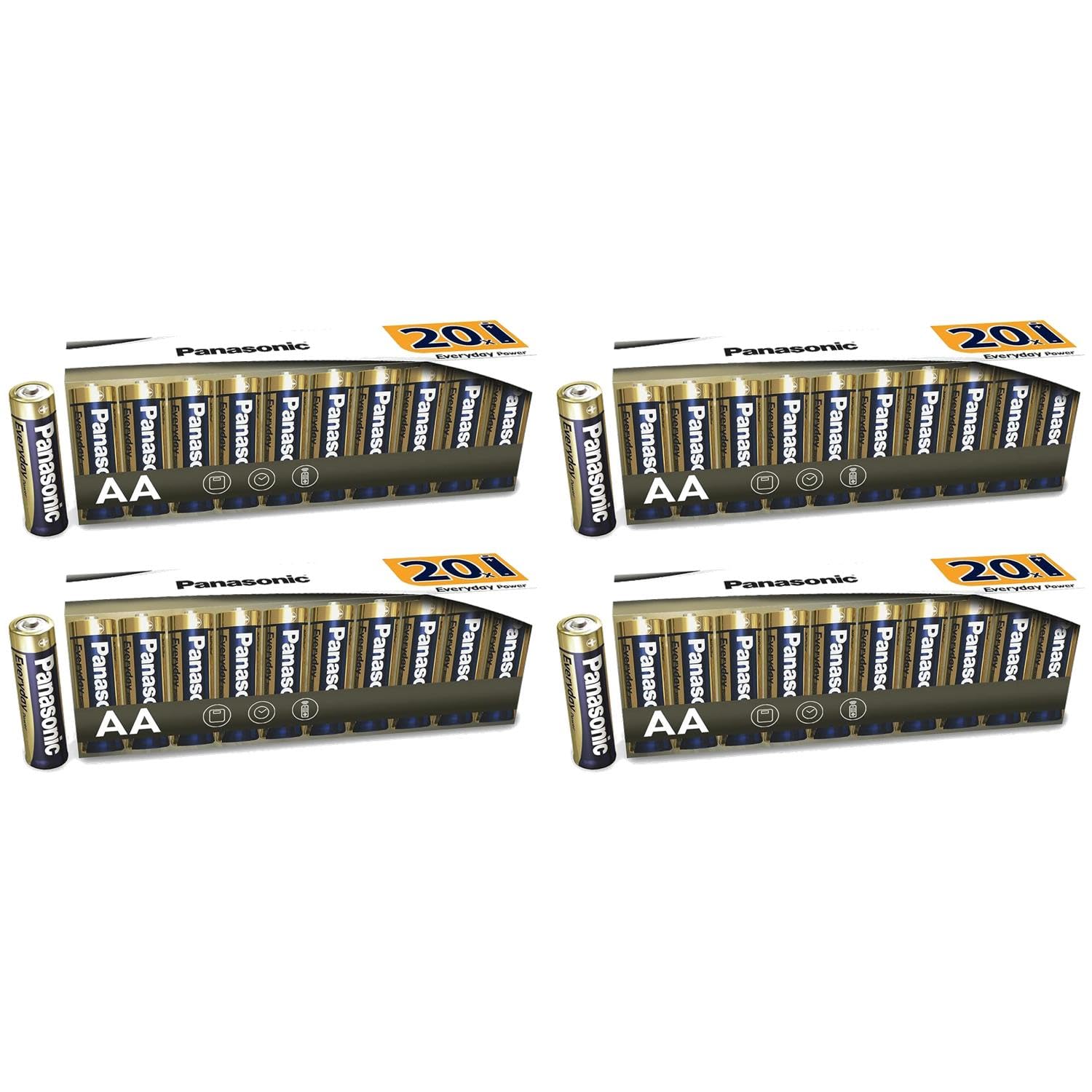 PANASONIC Set di 4 confezioni da 20 batterie alcaline Everyday Power Silver AA-LR6 1,5 V