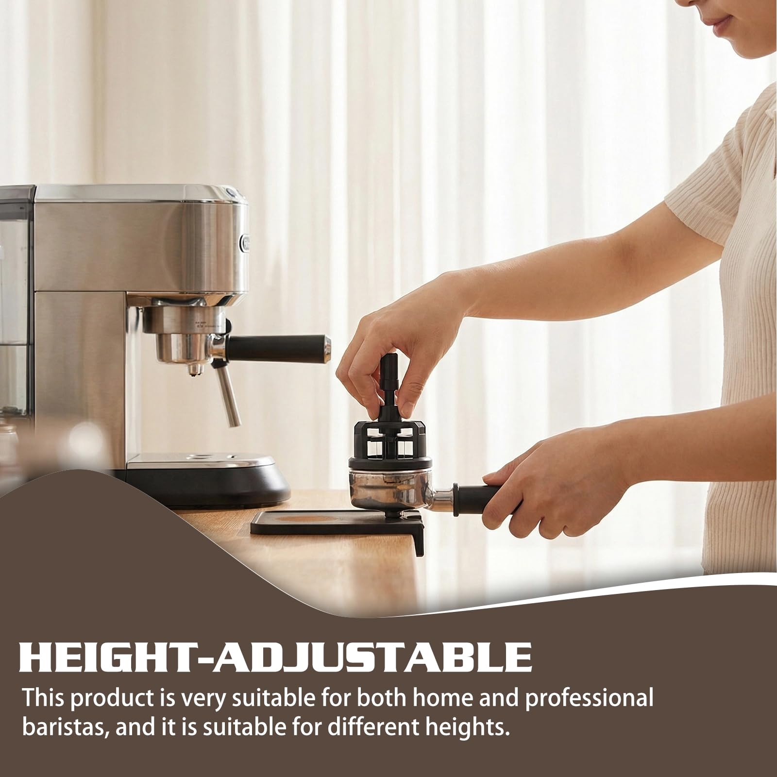 Aguja de espresso, WDT Tools 58 mm, herramienta de distribución de espresso con 10 agujas para barista, altura de aguja ajustable, dispensador de café magnético giratorio para una extracción uniforme