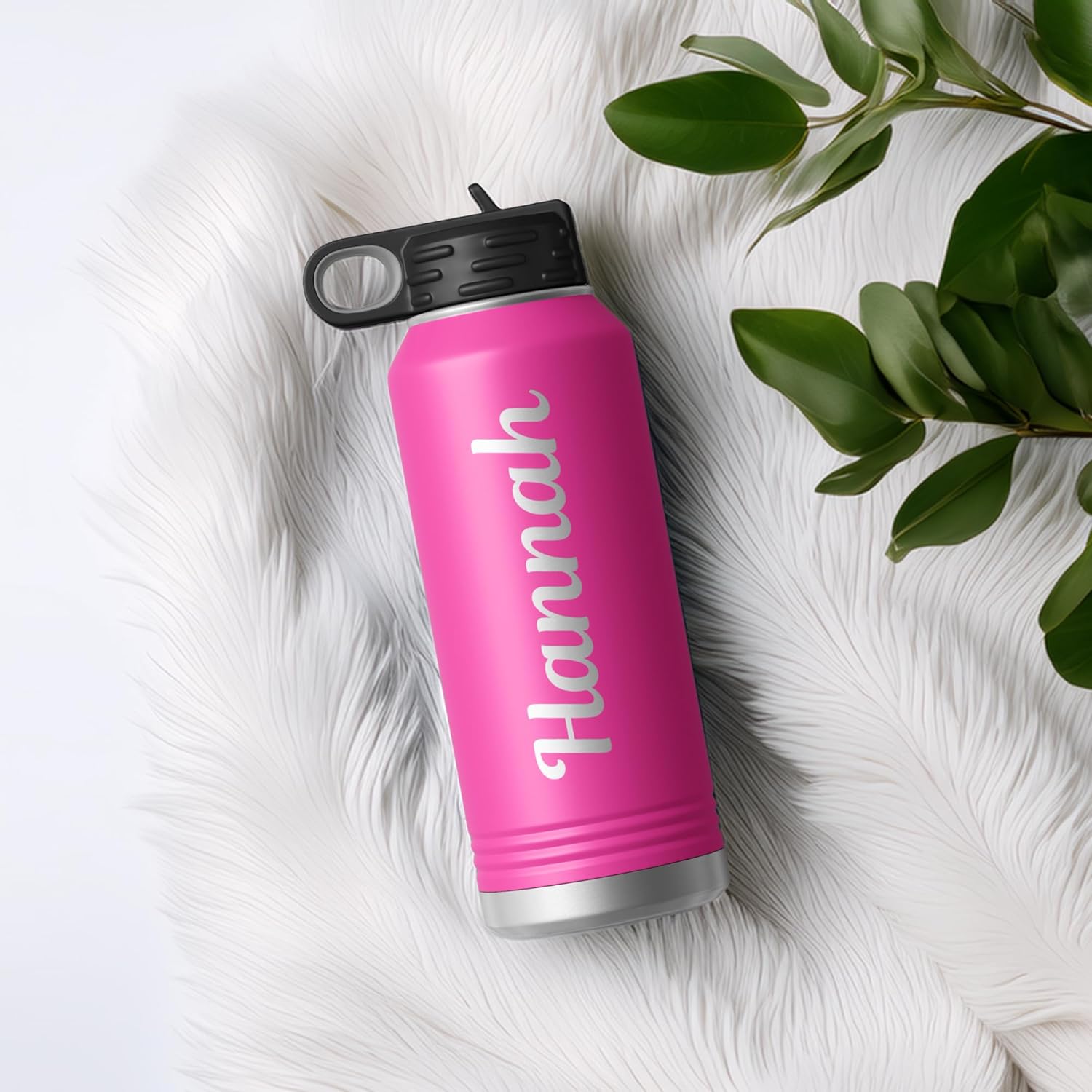 Personalized Laser Engraved 32 oz Water Bottle with Name, Stainless Steel Double Wall Vacuum Insulated with Lid and Straw Custom Water Bottle - Image 7