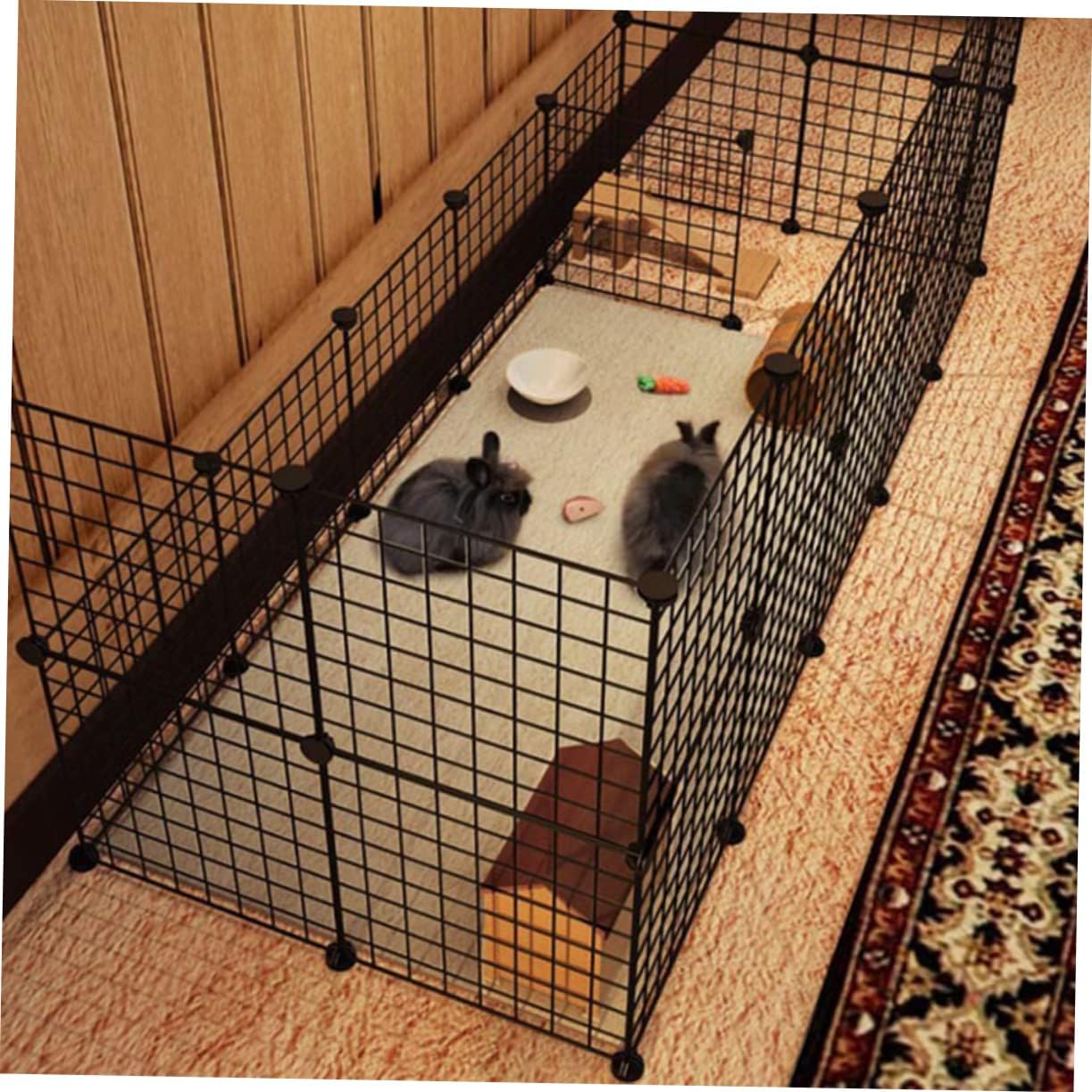 8pieces Dog Kennel Panels Pet Fence Iron Cage for Dog Cat Rabbit Heavy Duty Latch