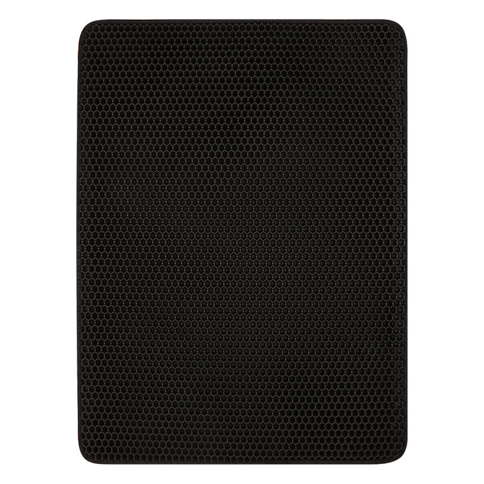 KIMISS Estera para Atrapar para Gatos, Doble Capa, Impermeable, Antideslizante, Fácil de Limpiar, Estera para Residuos de Gatito para Alimentación de Mascotas (BLACK)