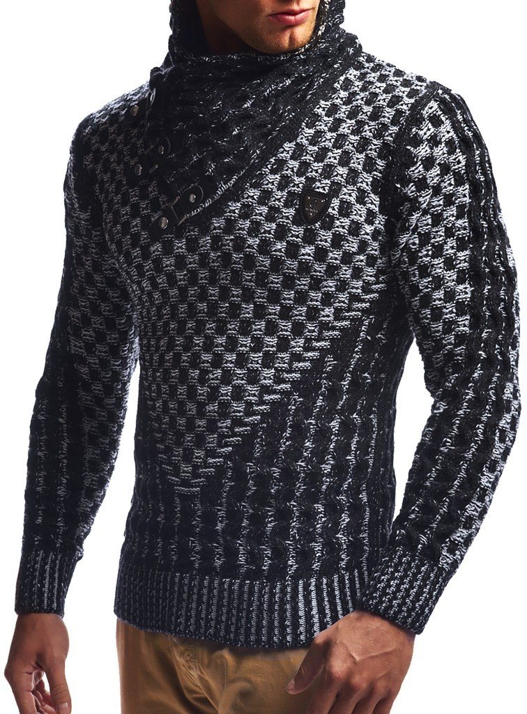 Leif Nelson Herren Strickpullover mit Schalkragen/Hochwertiger Winterpullover im Regular Fit Schnitt, ideal für Casual und Business-Looks, in vielfältigen Größen und Farben verfügbar