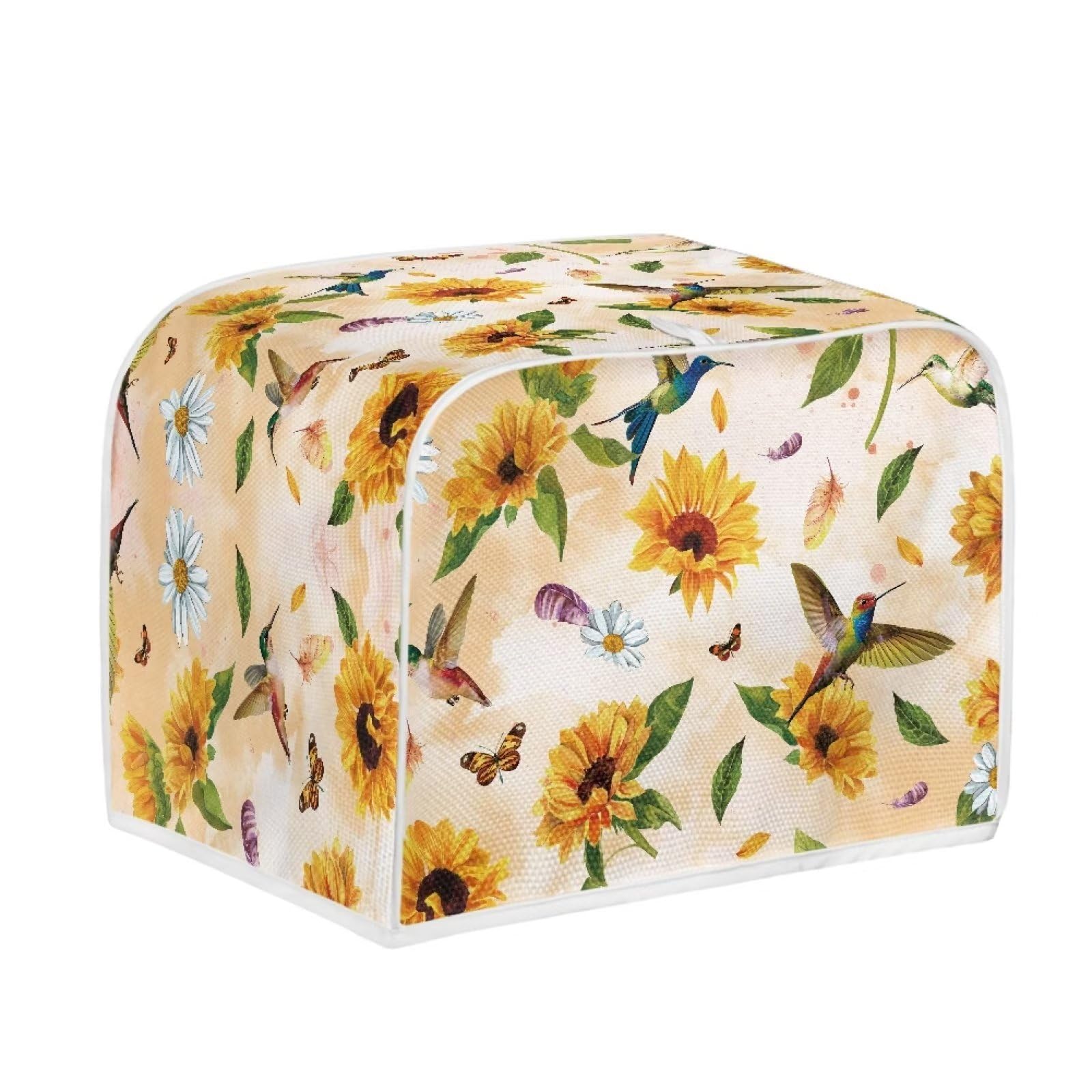 STUOARTE Hummingbird Sunflower Print 4 Slice Toaster Covers Daisy Butterfly Print Bread Maker Cover Kitchen Appliance Bread Machine Toaster Cover, Long Slot Dustproof Toaster Covers Kitchen Decor