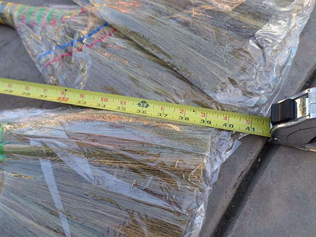 lot of 3 Pieces Vietnamese Soft Fan Straw Broom with Plastic wrap Straw Handle (chổi lúa) 40 inch and a Free Yellow Plastic Tube Handle Broom
