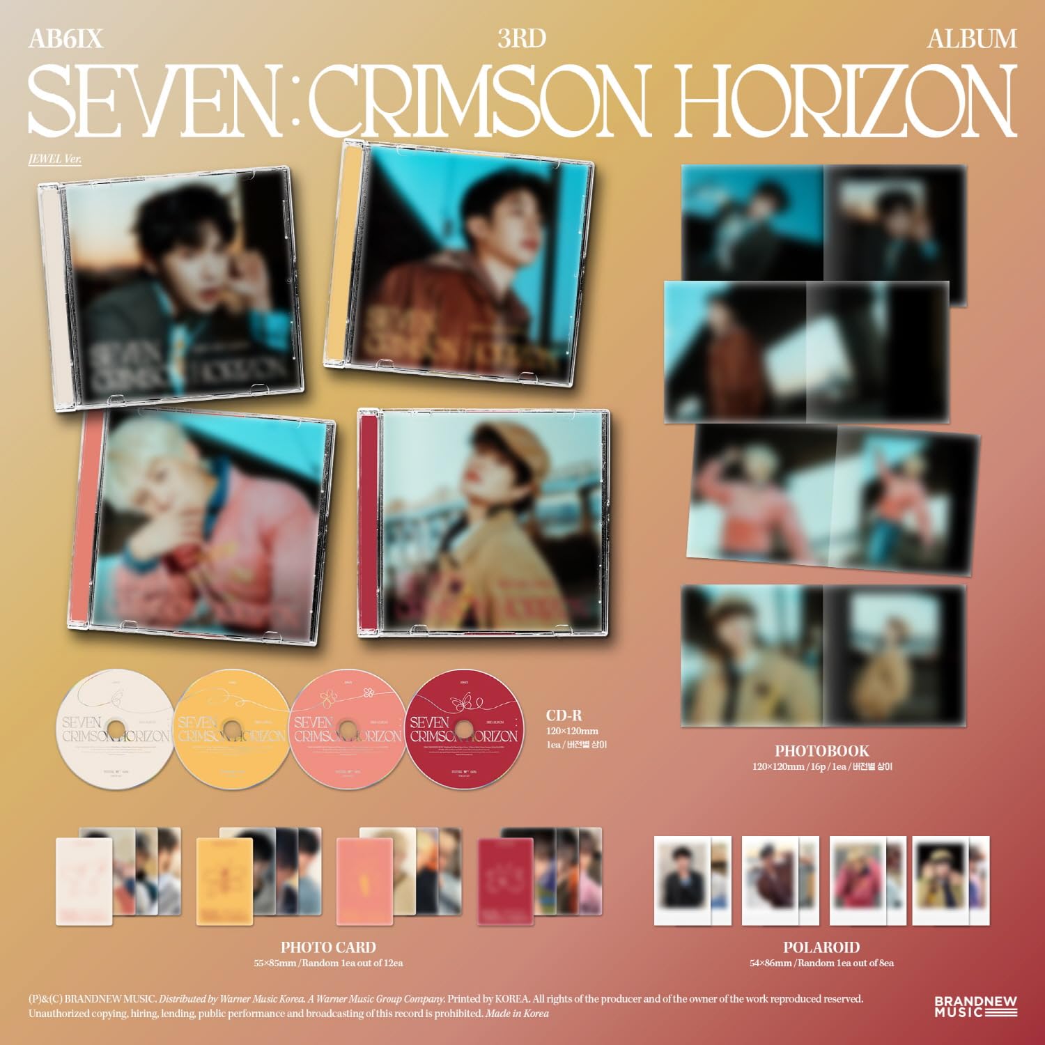 (Zestaw 2 wersji: 1 fotoksiążka + 1 klejnot) AB6IX SEVEN: CRIMSON HORIZON 3. album ze śledzeniem zapieczętowanym
