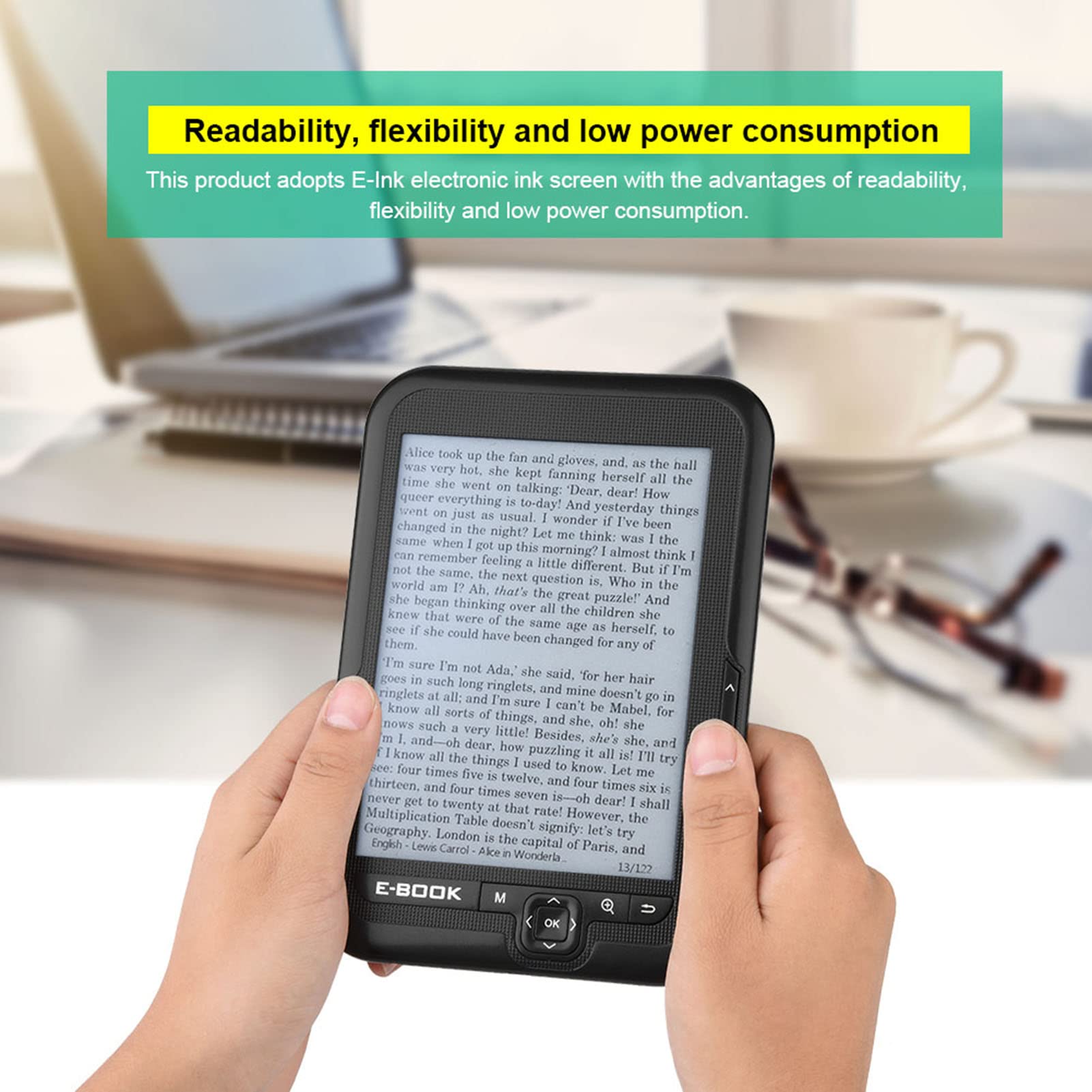 E Book Reader E Ink , risoluzione 1024 X 768 Basso consumo energetico Flessibilità Portatile E Book per Adulti(Nero , 8G)