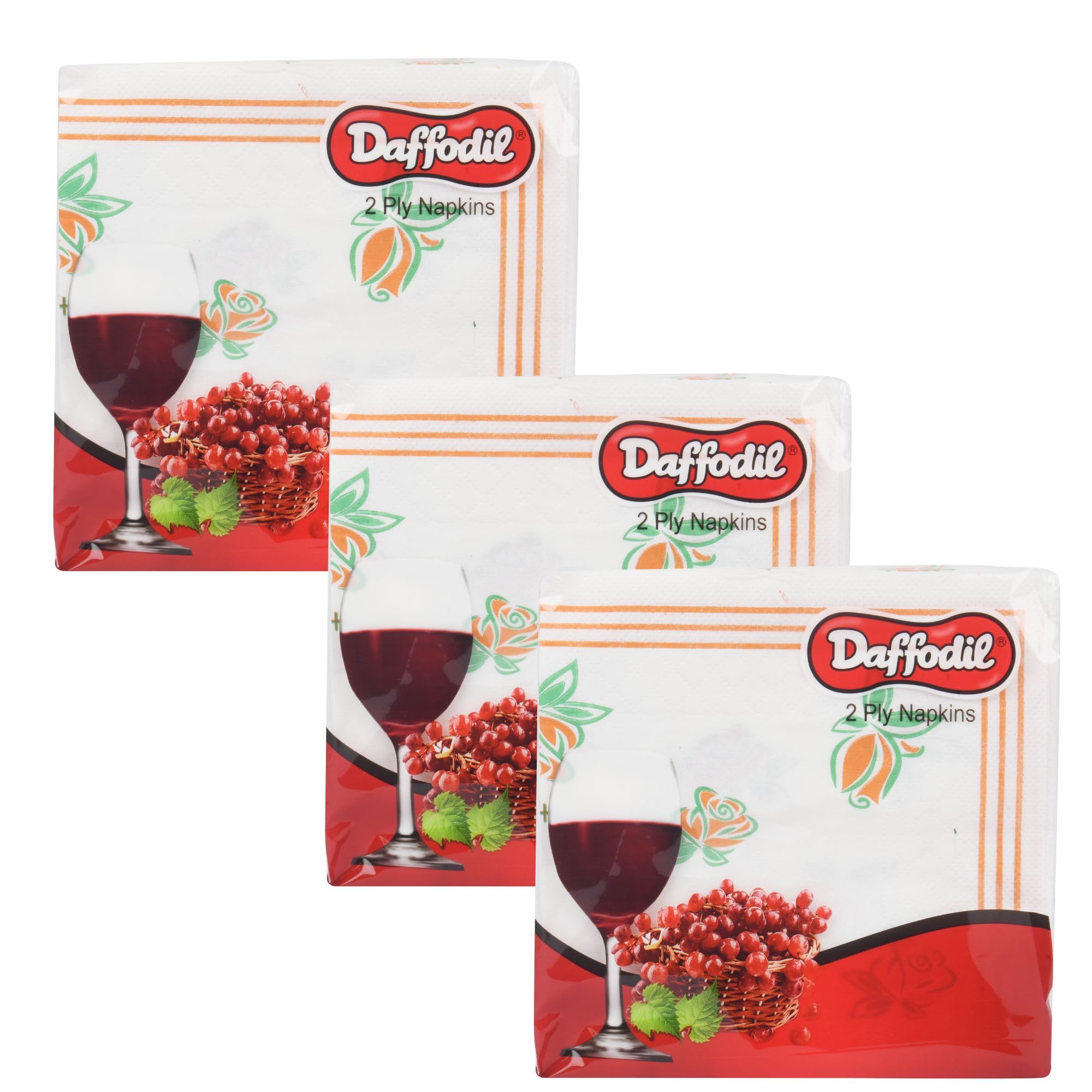 DAFFODIL 2Ply Tissue Paper Napkins - Soft Tissue Paper, High Absorbent Paper Napkin, Perfect for Daily Use, Parties, and Dining Essentials - 3 Packs, (50 Serviettes Each, 33x33 cm) (B0CBFRX7XV) Amazon Price History, Amazon Price Tracker