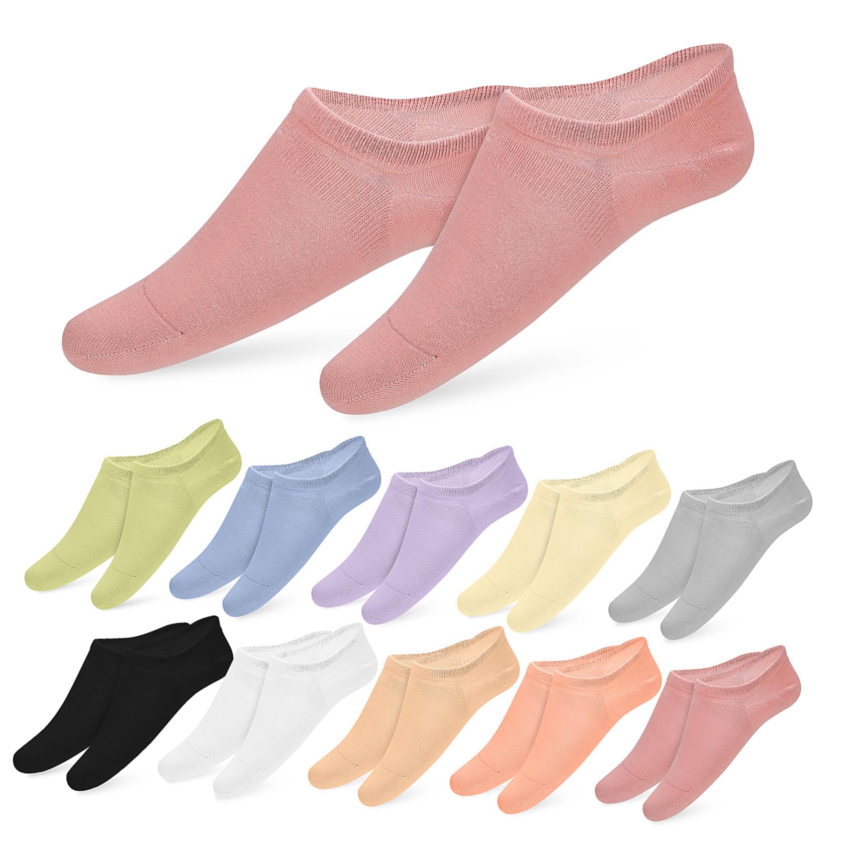FRCOLOR 12paia Calzini Corti da Donna in Cotone Traspiranti e Assorbenti alla Caviglia per Corsa Cuciture Tallone Confortevole