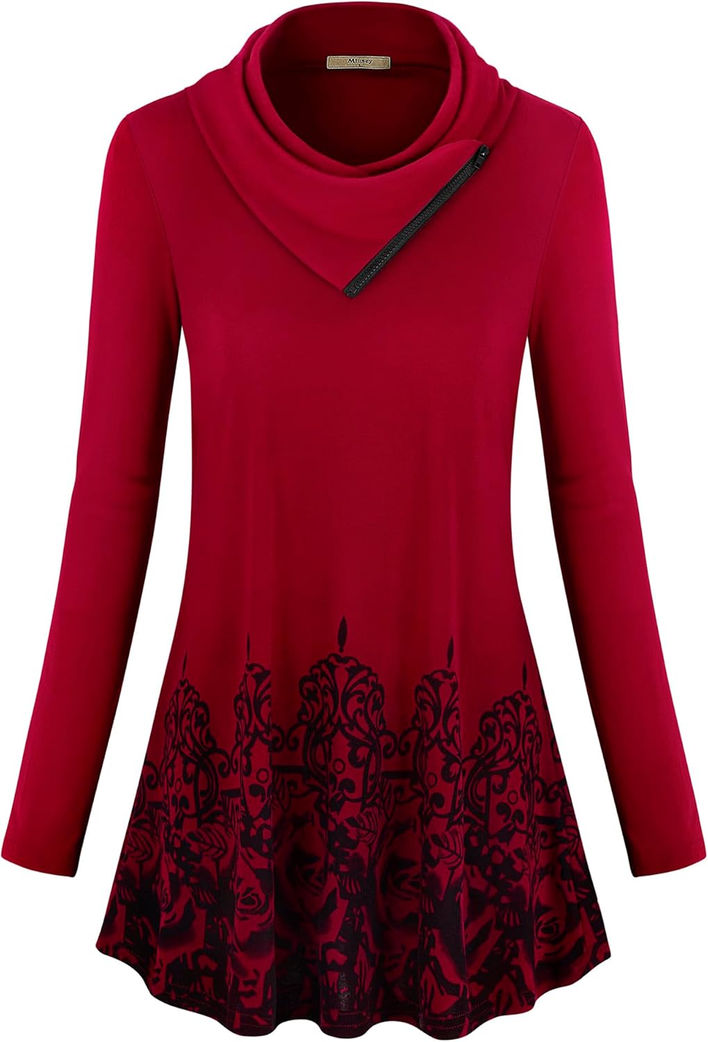 Miusey Women's Long Sleeve Cowl Neck Form Fitting Casual Tunic Top Blouse - Image 2