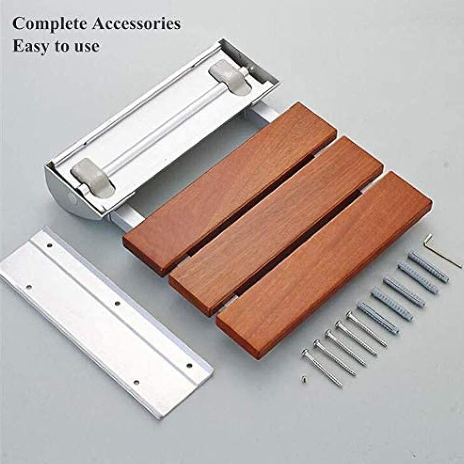 Asiento De Ducha Abatible Plegable,Silla Plegable para Ancianos De Madera Bambú Y Aluminio,Silla De Ducha Plegable De Pared para Personas Mayores,Discapacitados Ahorro De Espacio