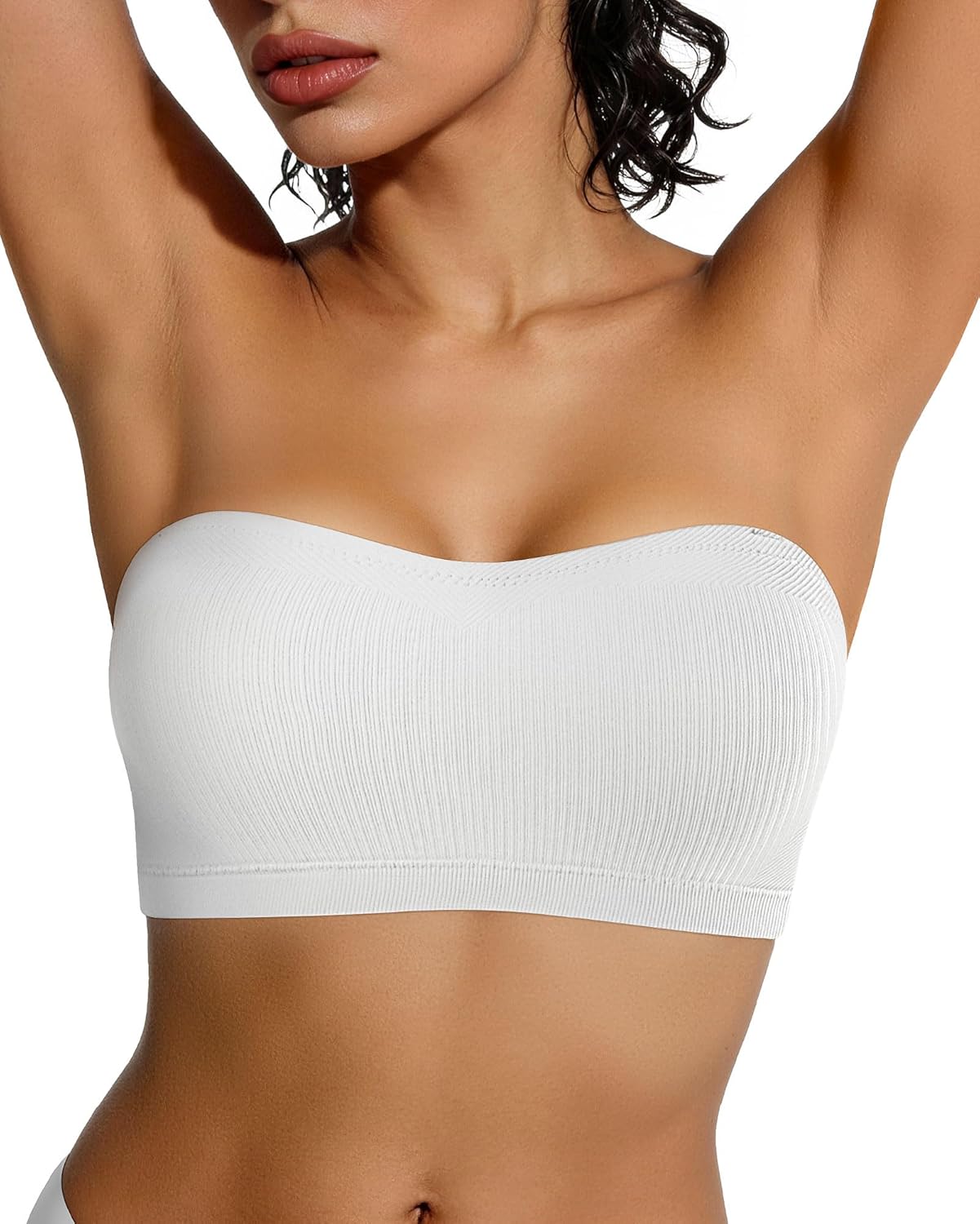 OEAK Strapless Bras for Women Wireless Bandeau Bra Non Slip Push Up Tube Top Seamless Bras Comfortable Padded Bralette