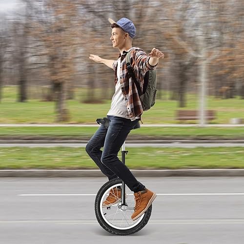 Miniatura 52 de Monociclo de rueda, bicicleta de una rueda con borde y pedales, monociclos de acero modernos para edades unisex de 10 a 60 años, entrenamiento