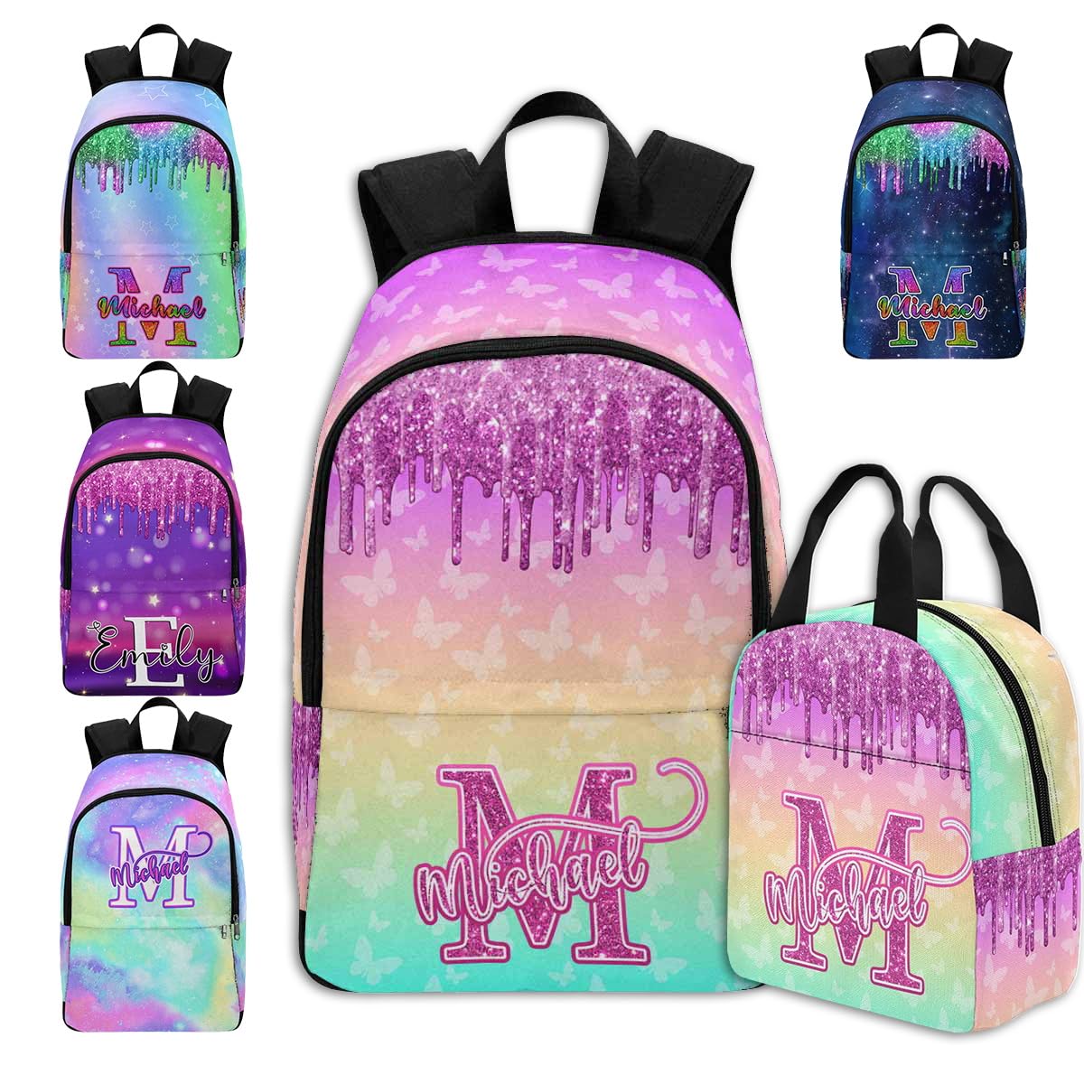 MyPupSocks Customize Book Bag Backpack for Boys Girls with Name Unisex Bags Personalized Large Capacity Shoulder Travel Backpack for Daughter Son