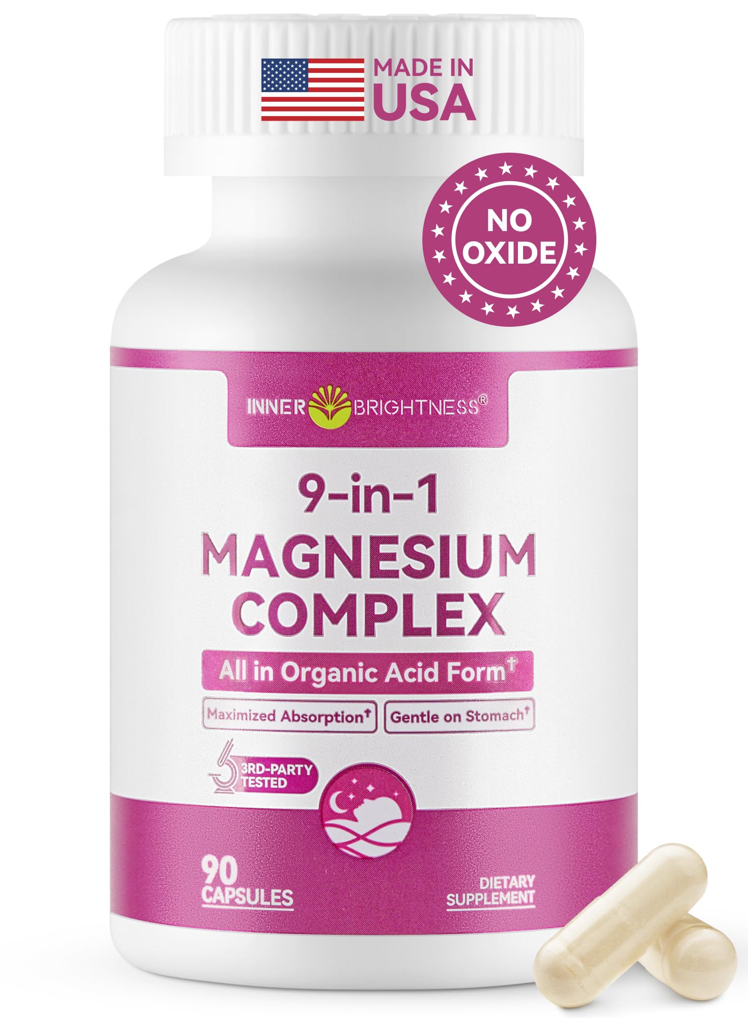 Magnesium Glycinate Complex, 300mg Elemental Magnesium, 9 Organic Forms Unflavor(1 Pack)