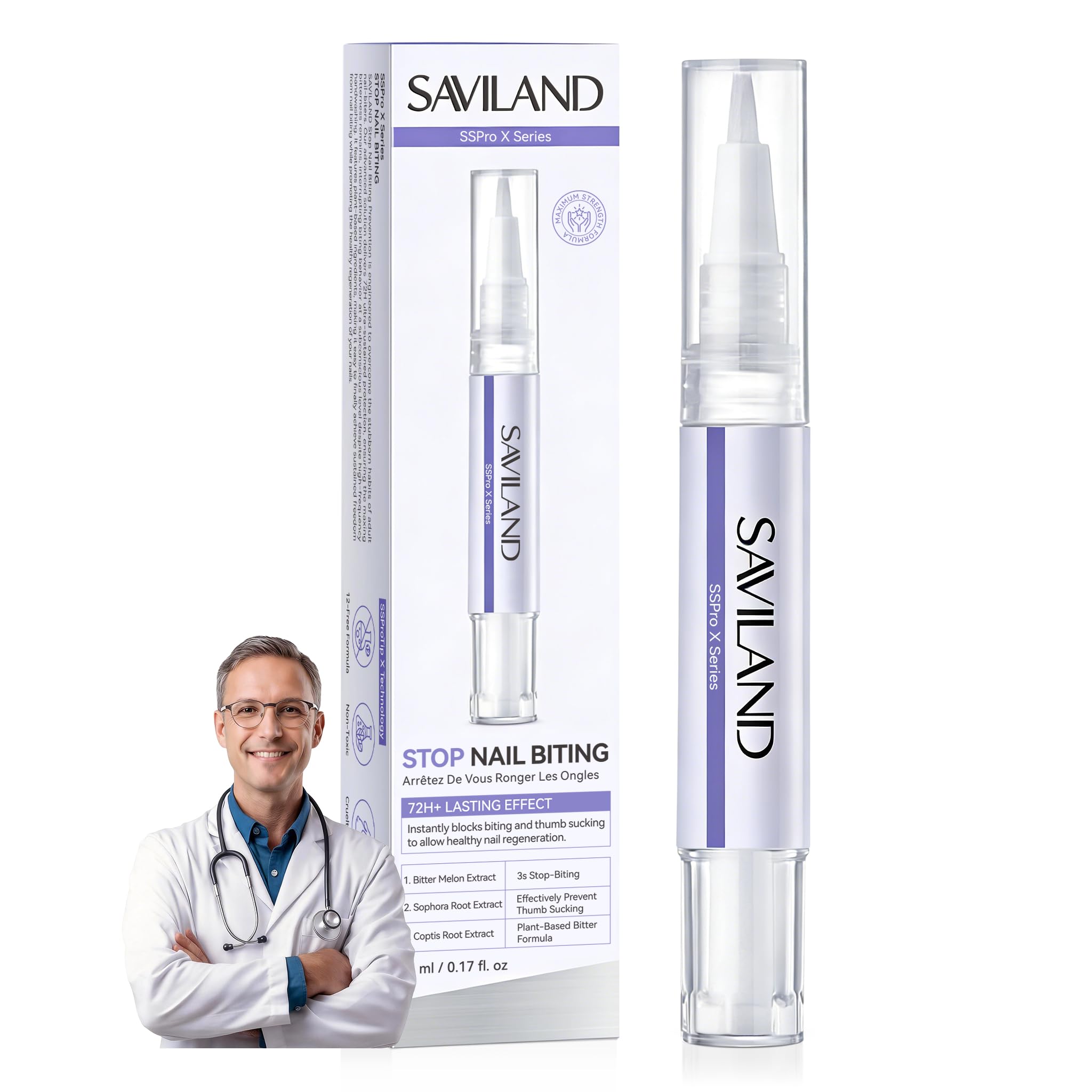 SAVILAND Nail Biting Prevention Extreme Bitter Repair for Kids Adults 15ml 0.17 Fl Oz (Pack of 1)