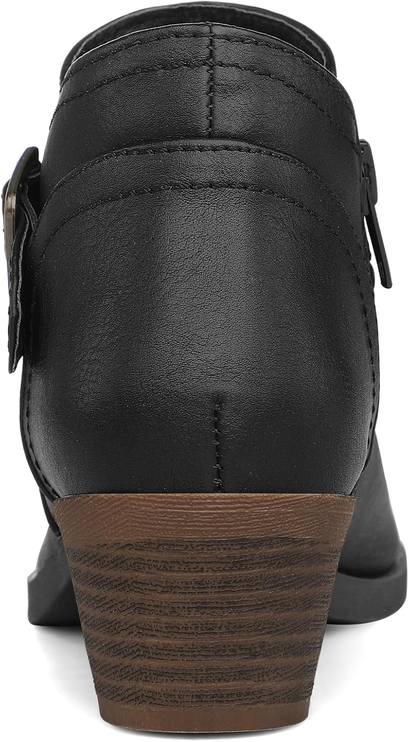 mysoft Women's Ankle Boots Low Chunky Stacked Heel Comfortable Round Toe booties with Side Zipper Shoes - Image 6