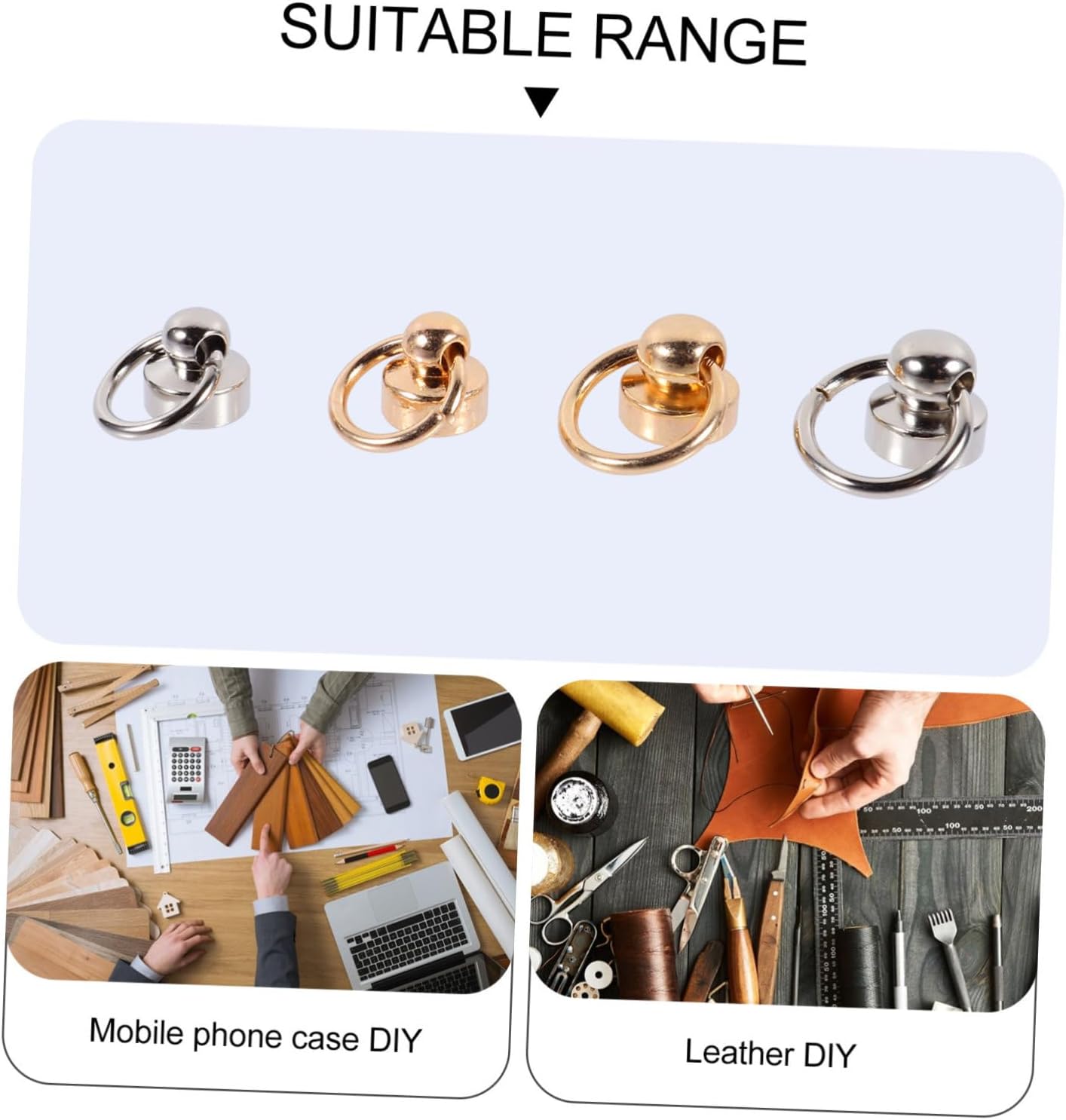 HOMSFOU 120sets Brass Rivet Screw Back Round Brass Accessories for Phone Shell Crafts and Luggage