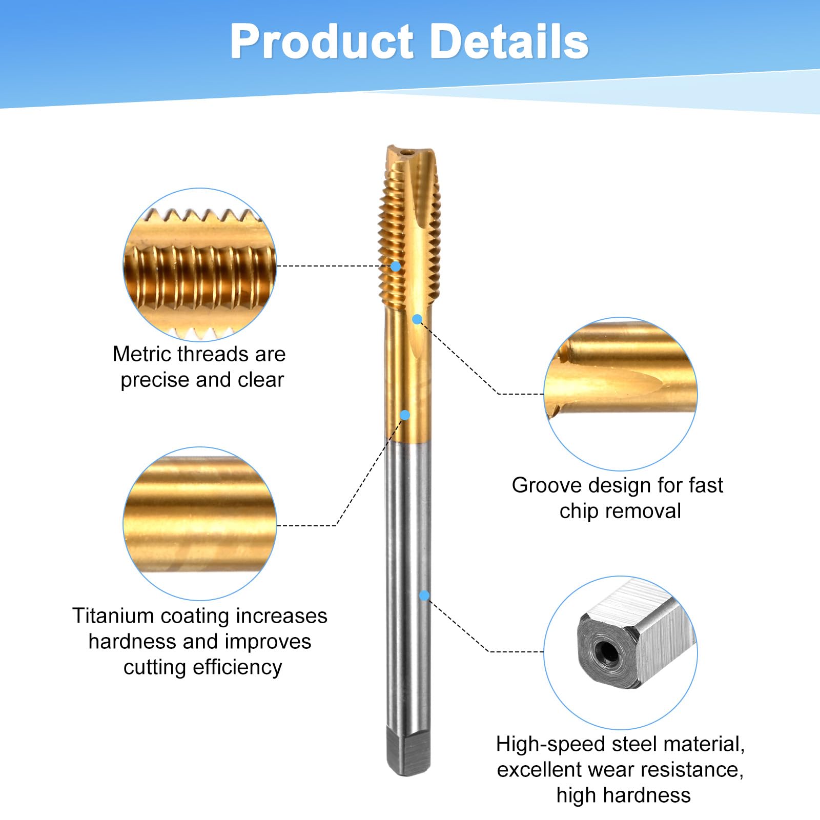 M METERXITY 1-Pack M12x1.75mm Metric Thread Tap - Image 2